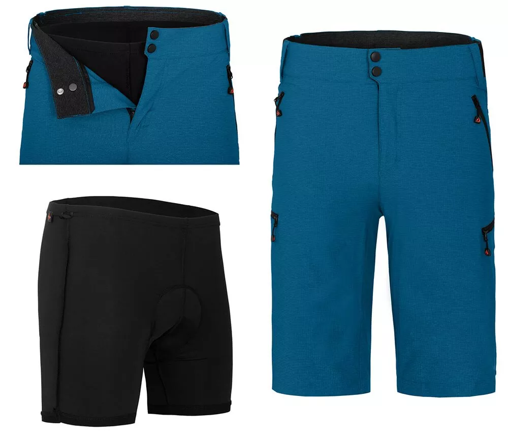 Bergson Fahrradhose PORVOO Bermuda (mit gepolsterter Innenhose) Herren Radshorts, robust, elastisch, Normalgrößen, saphir blau