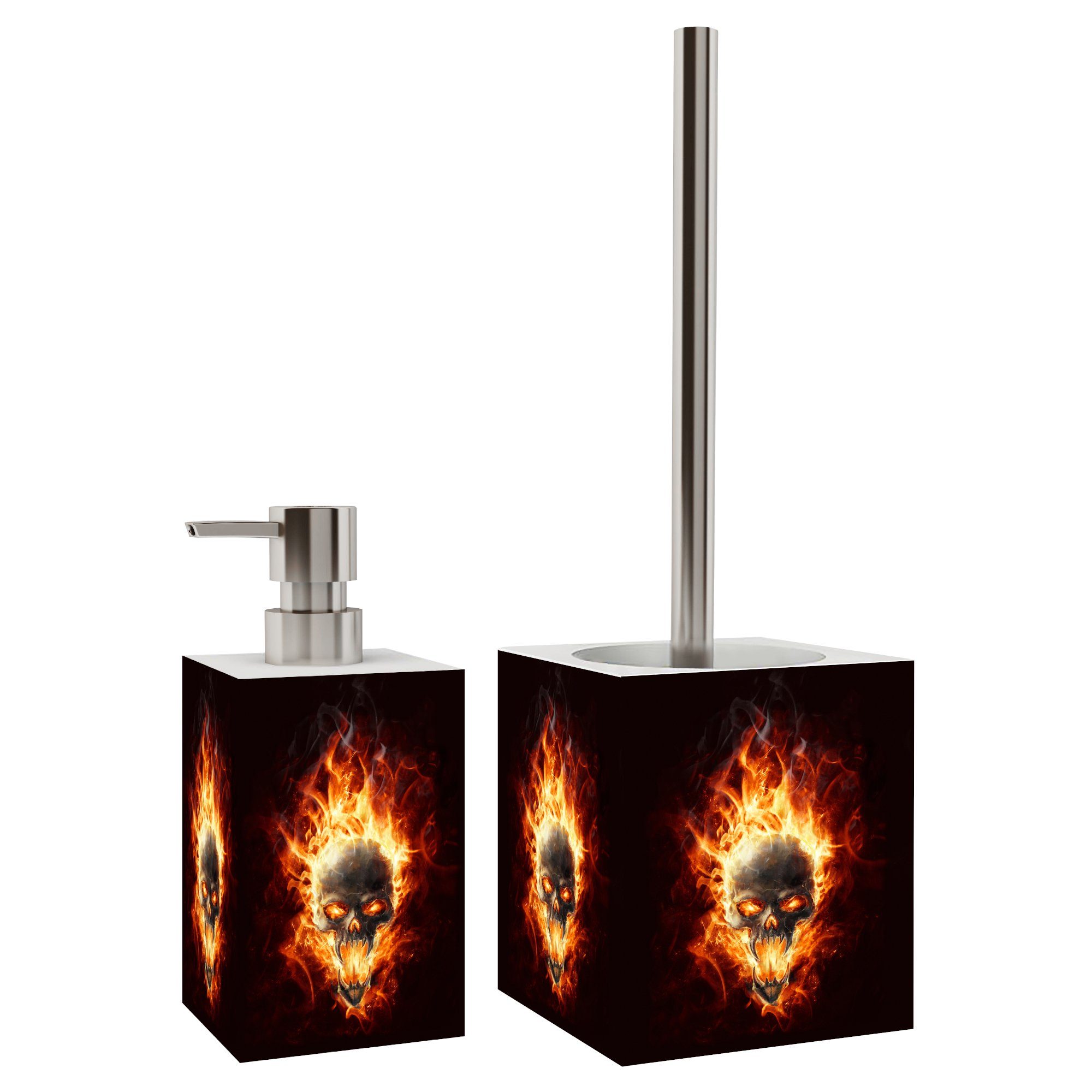 Sanilo Badaccessoire-Set Totenkopf in Flammen, WC-Bürste günstig online kaufen