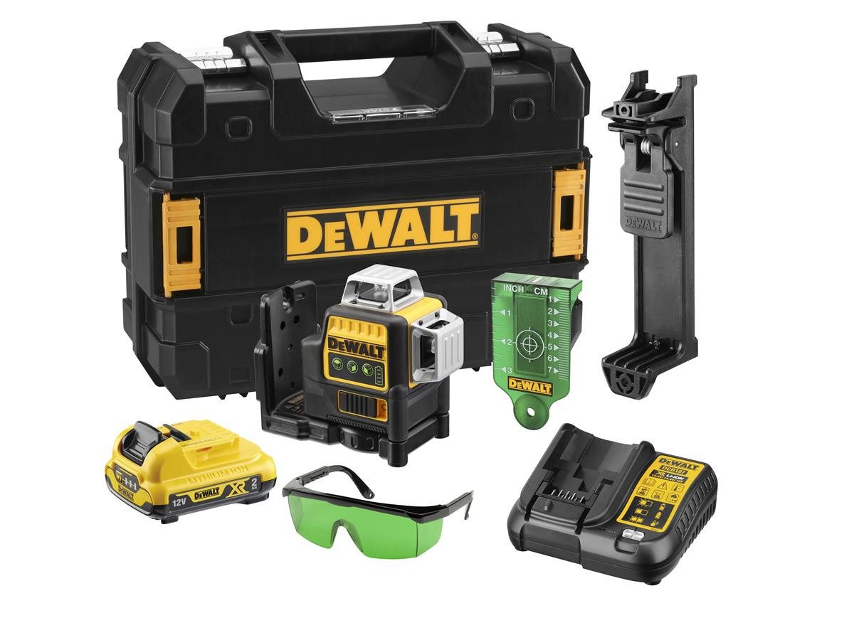 DeWalt Linienlaser 3x360Grad,gruen,10,8V, (Set), inkl. Akku und Ladegerät. im Transportkoffer