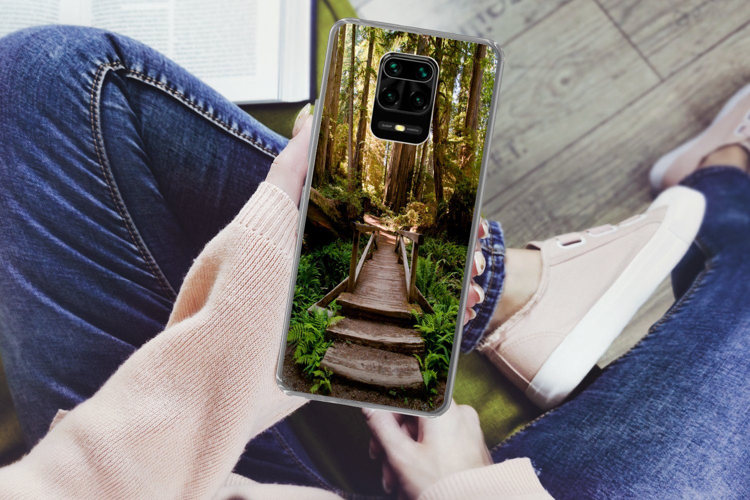 MuchoWow Handyhülle für Xiaomi Redmi Note 9 Pro Dschungel - Natur - Treppe - Bäume, Phone Case, Silikon, Schutzhülle Dünn