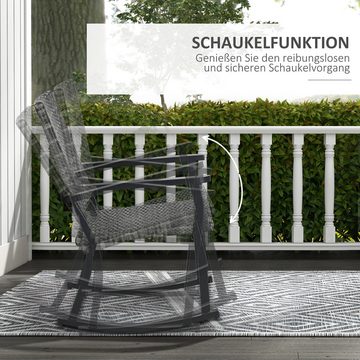 Outsunny Schaukelstuhl Rattan Schwingstuhl Loungemöbel (Gartenstuhl, 1 St), für Balkon, Terrasse, Grau, 62 x 75 x 95 cm