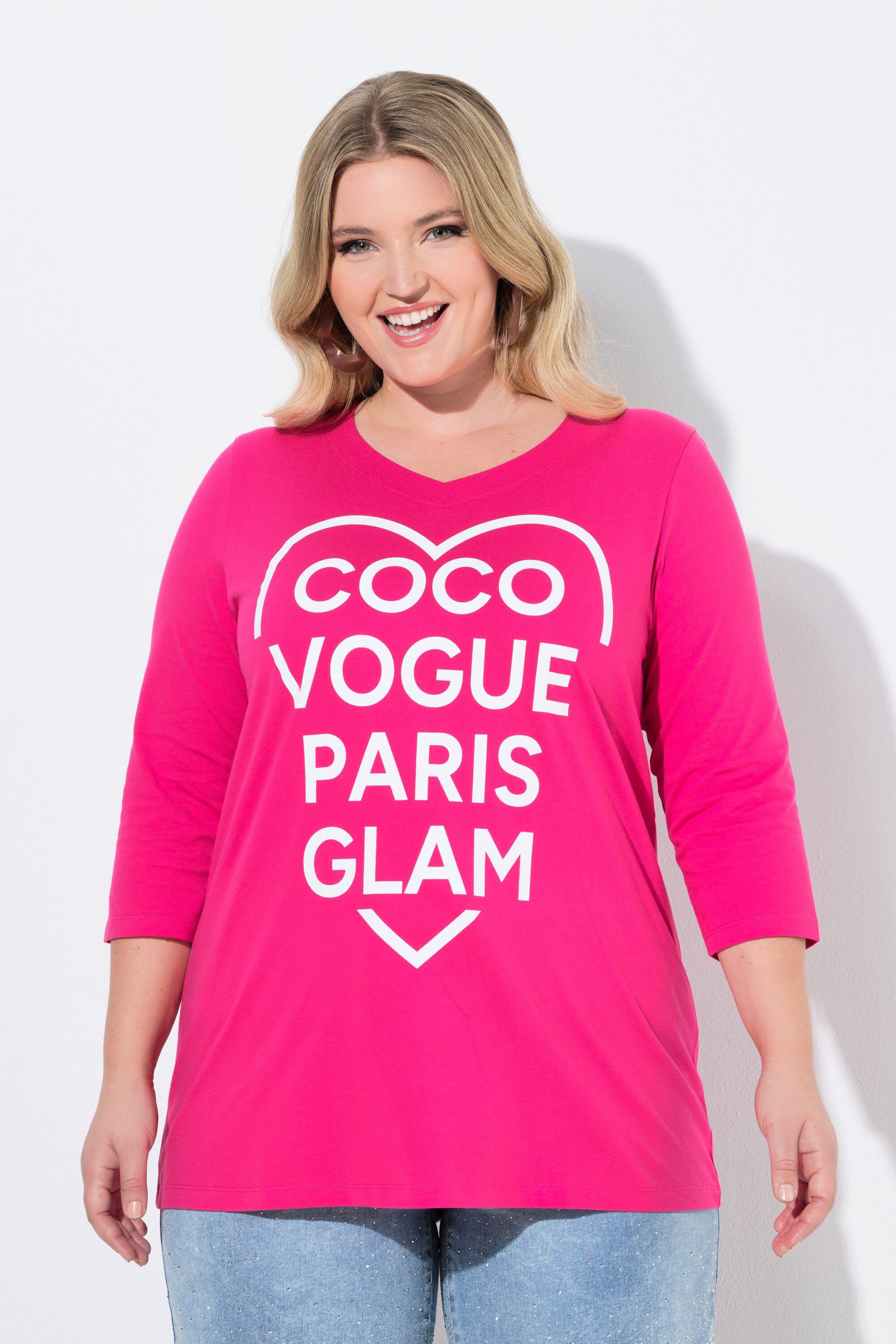 MIAMODA T-Shirt T-Shirt A-Linie Coco-Herz Motiv 3/4-Ärmel