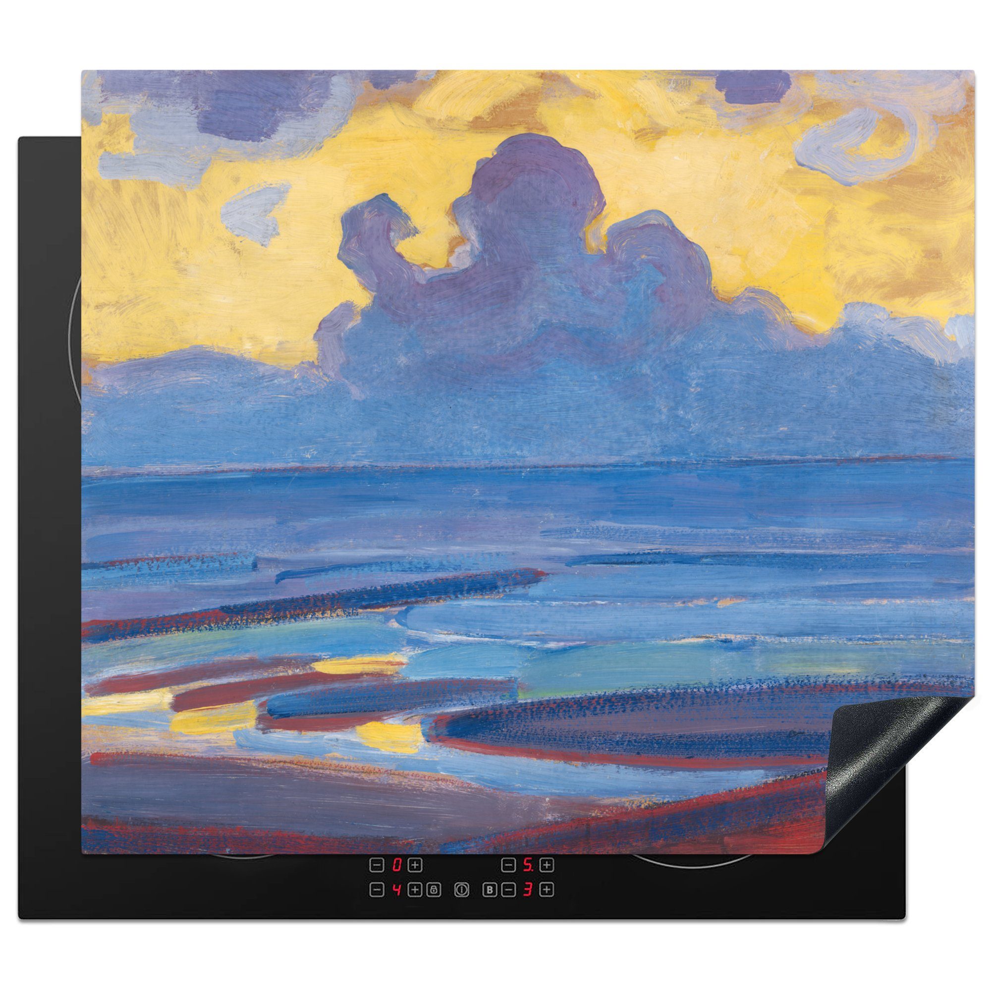 59x52 Piet für Herdblende-/Abdeckplatte MuchoWow küche, Am Meer Mondrian, die - Vinyl, Ceranfeldabdeckung tlg), Induktionsmatte (1 cm,