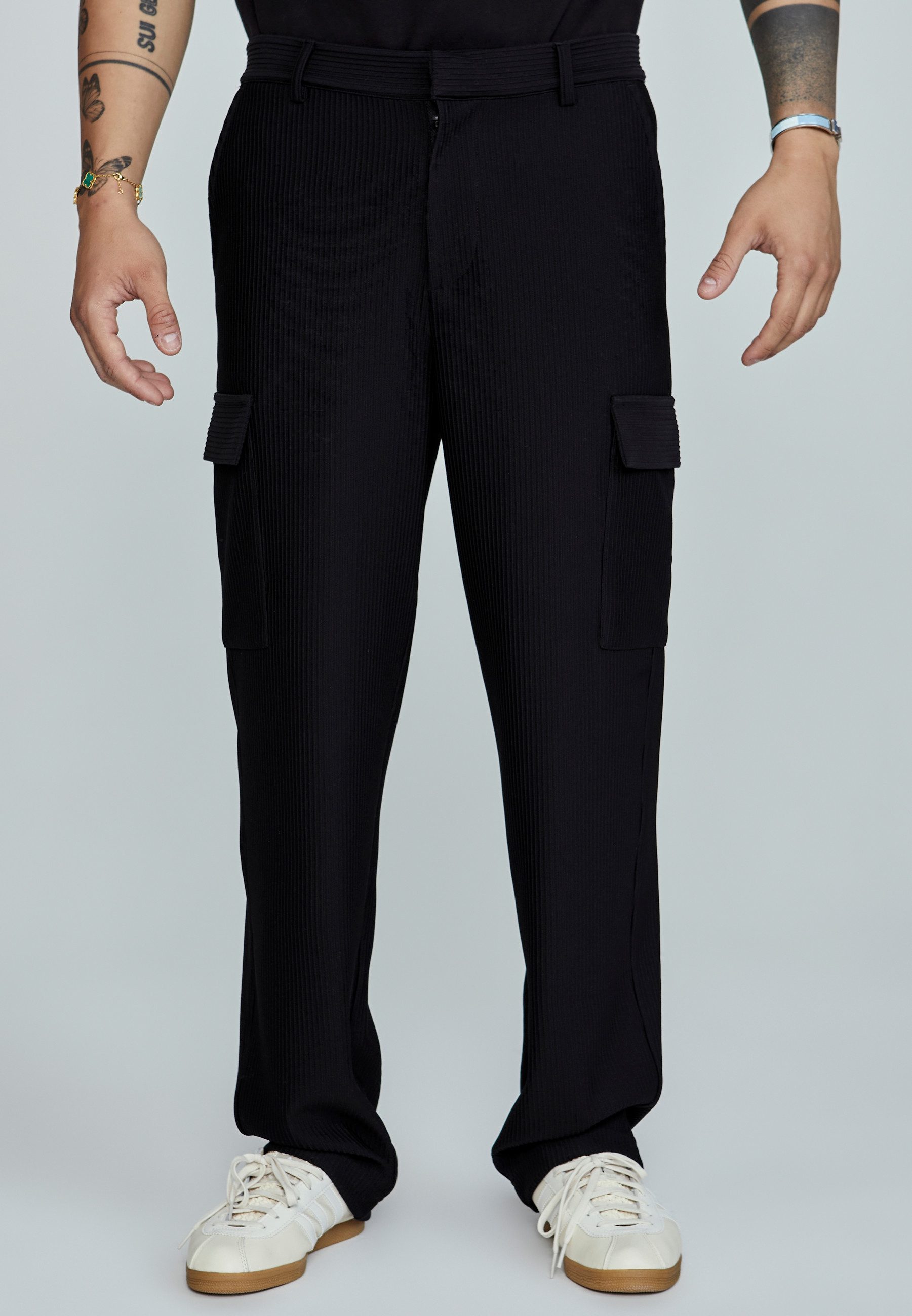Siksilk Cargohose SikSilk Herren Schwarze Cargohose