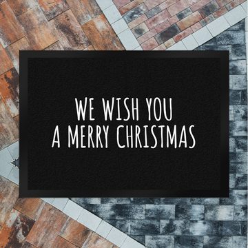Fußmatte We wish you a merry christmas Fußmatte in schwarz weiß Weihnachten, speecheese