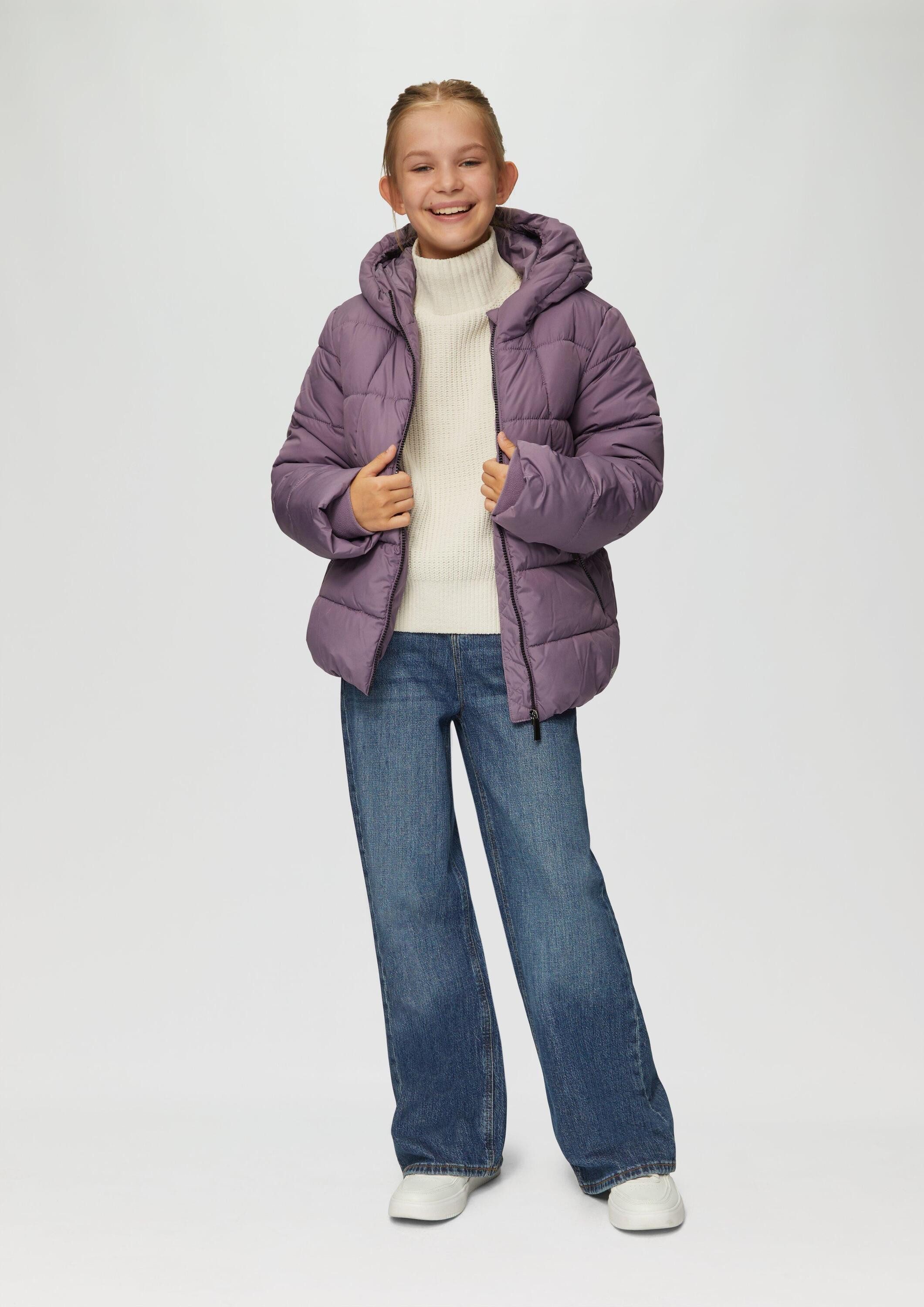 s.Oliver Winterjacke Outdoor-Jacke Pufferjacke mit Fleece-Futter und Printdetail in der Kapuze