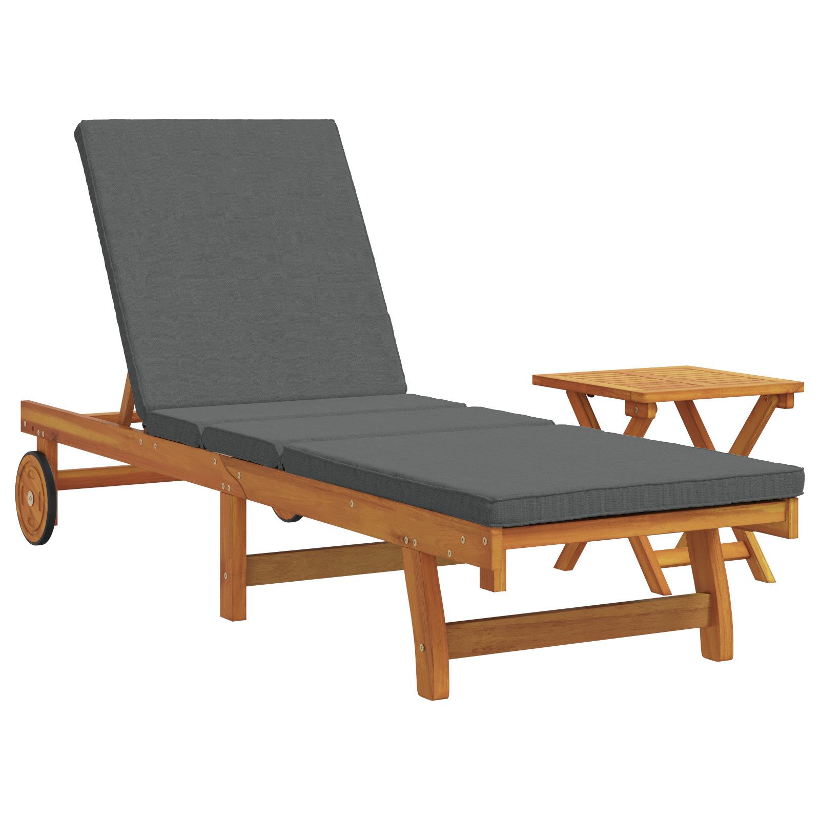 vidaXL Gartenliege Sonnenliege mit Rollen, Tisch günstig online kaufen