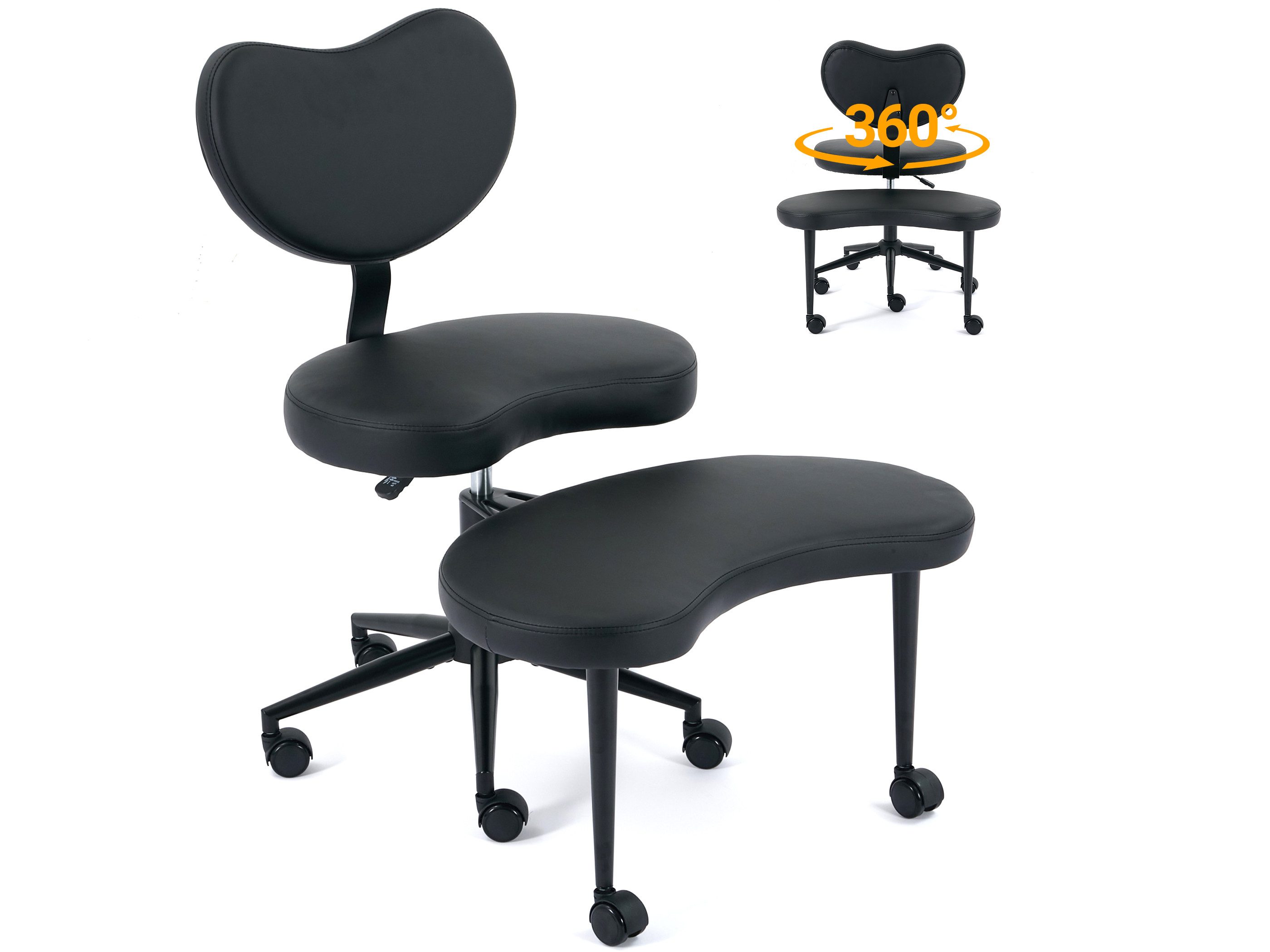 SeedWave Bürostuhl Höhenverstellbarer Kniestuhl Meditationsstuhl PU-Leder Drehstuhl, ideal für Schneidersitz, Lotussitz, Kniesitz, Hockposition
