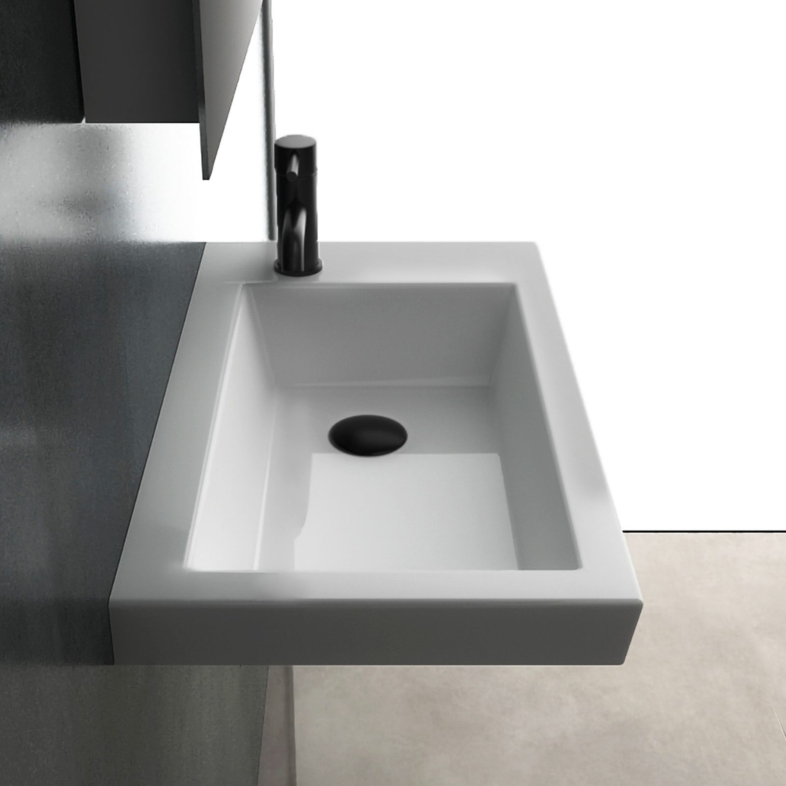 Alpenberger Waschbecken Gäste WC Waschbecken 60 cm Breit - Aufsatzwaschbecken Hängewaschbecken (1-tlg. Waschtisch, 1-St., Keramik Handwaschbecken), Lavabo Badwa – Bild 4 von 5