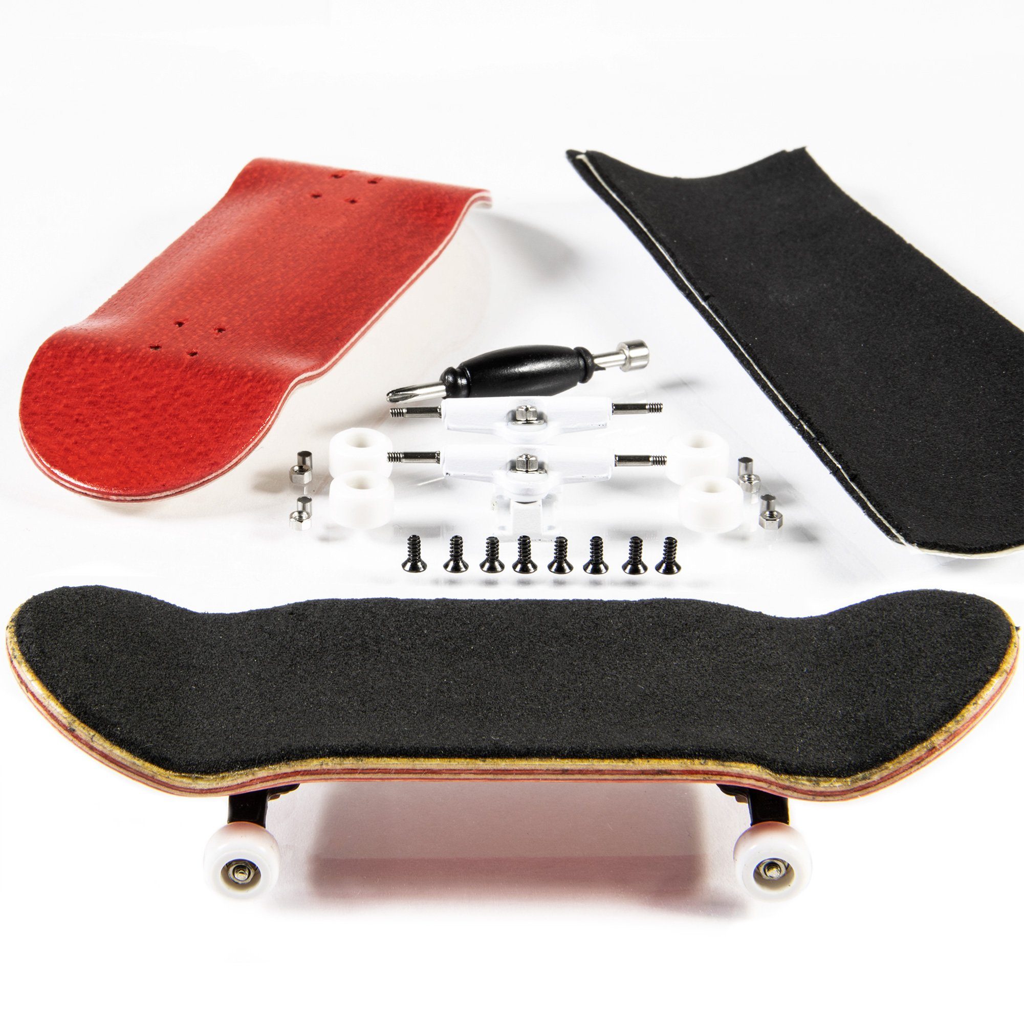 PhoneNatic Miniskateboard Finger-Skateboard Bau Set - Fingerboard - Griffbrett, Design 5 (Rot)
