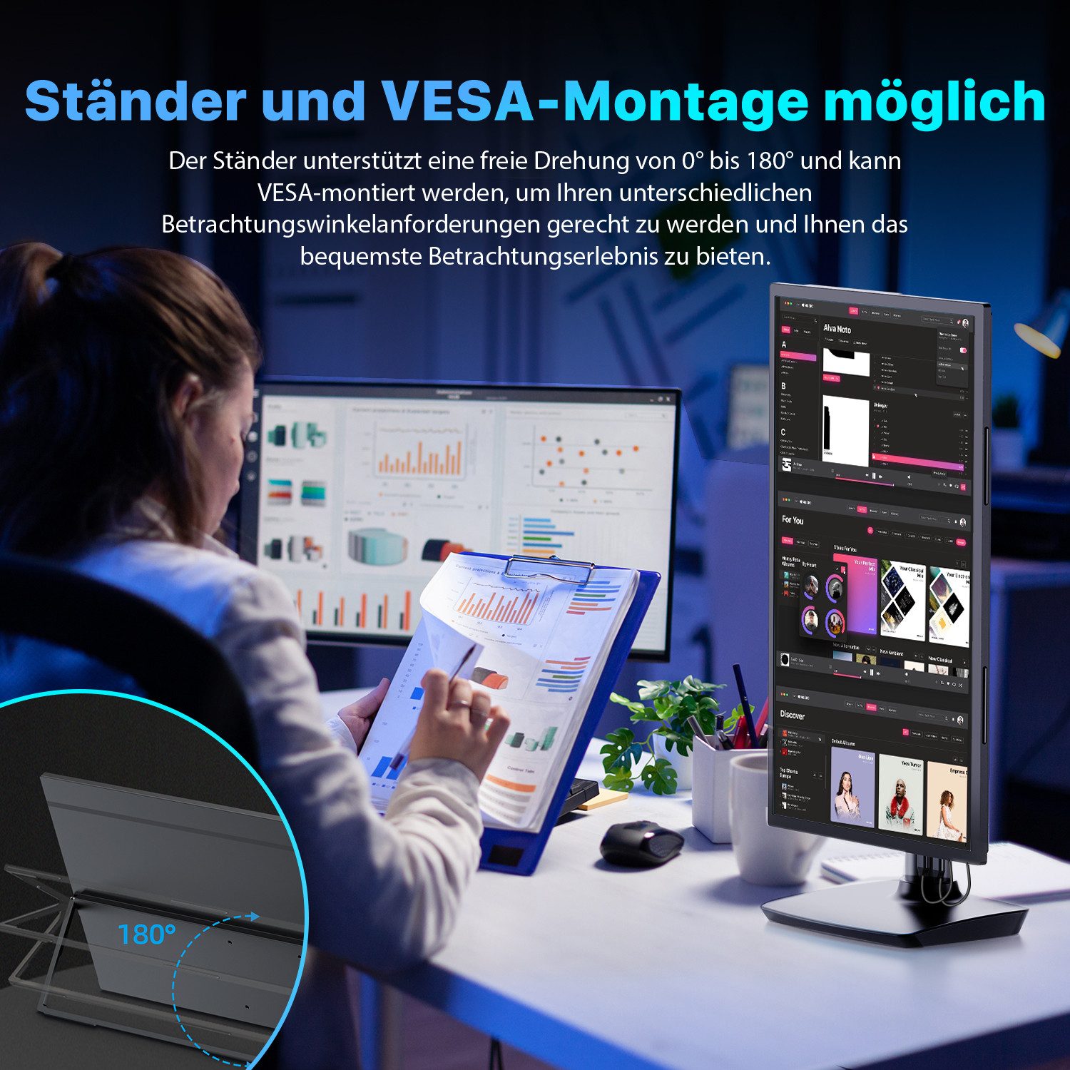 UPERFECT Tragbarer 4K Monitor 18 Zoll, UHD 3840x2160, Mobiler Monitor mit USB-C Portabler Monitor (45,70 cm/18 ", 3840 x 2160 px, 4K, 60 Hz, IPS, Mini HDMI, VESA-Montage, für Laptop/PC/PS5/Switch/Smartphone)