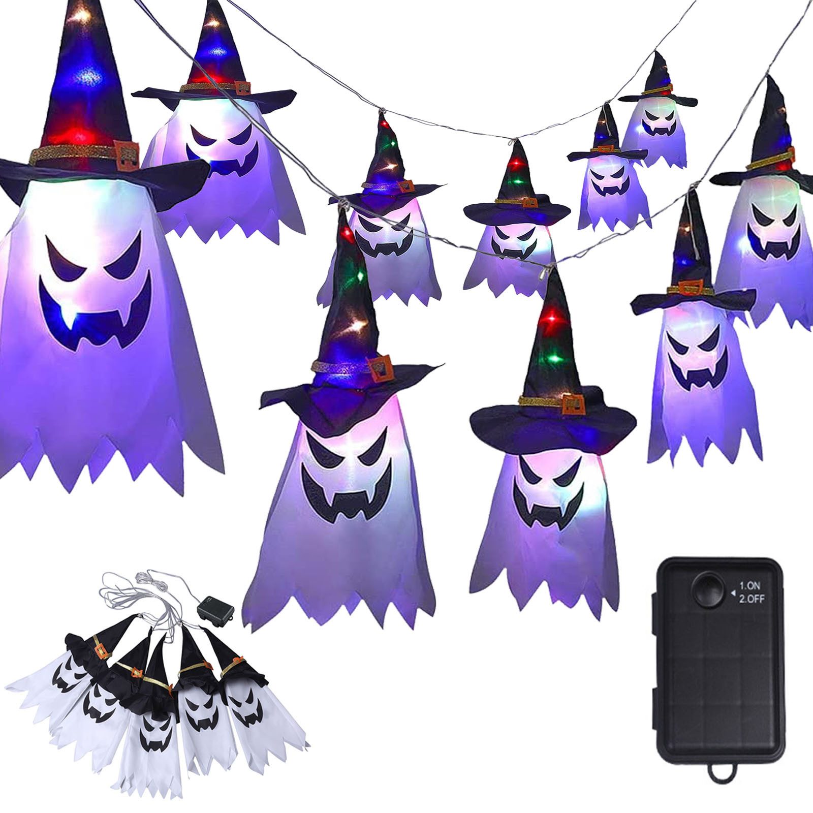 MUPOO Dekohänger Halloween LED-Lichterkette Geister 45cm günstig online kaufen