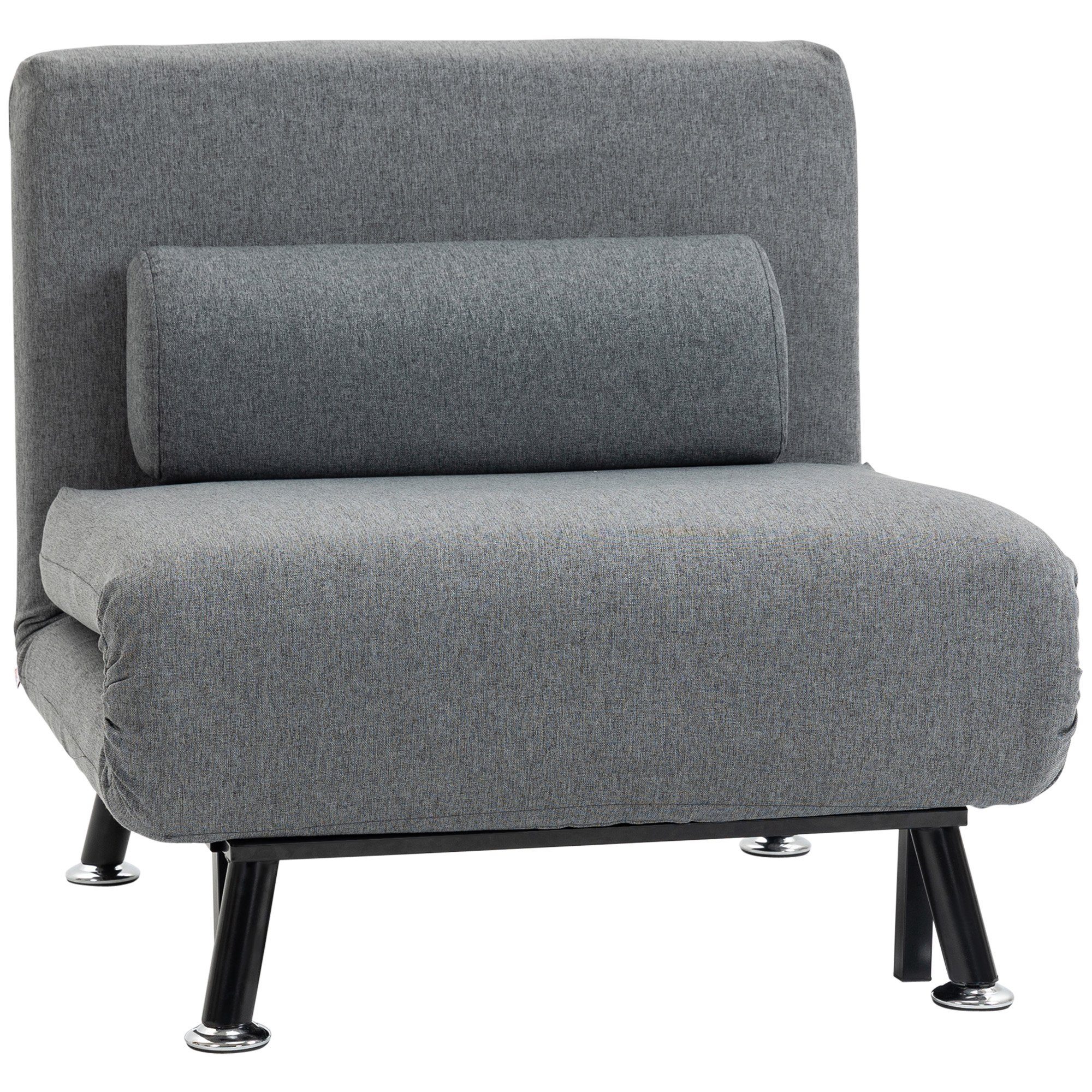 HOMCOM Sessel Schlafsofa, Klappmatratze, Bett, Gästebett (Klappbett, 1-St., Schlafsessel), für Wohnzimmer, Dunkelgrau