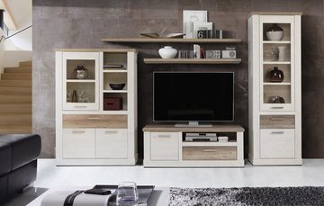 freiraum Highboard Duro (BxHxT: 109,8x160,3x41,5 cm), aus Holzwerkstoff in Pinia Weiss kombiniert mit Eiche Antik