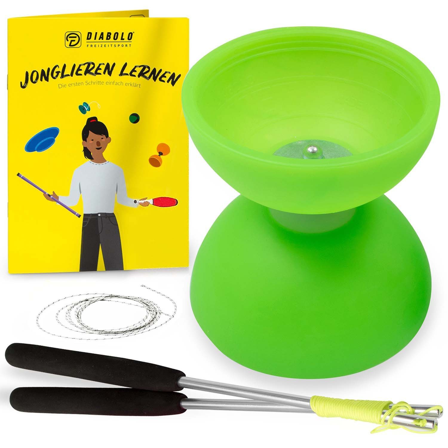 Diabolo Freizeitsport Spiel Leichte Alu Diabolo Sticks mit Moosgummi Griff für Kinder, Robustes Diabolo Set Kinder Freizeitsport mit Ersatzschnur, Diabolo UV Comet Set Anfänger Jonglage mit Alusticks ab 9