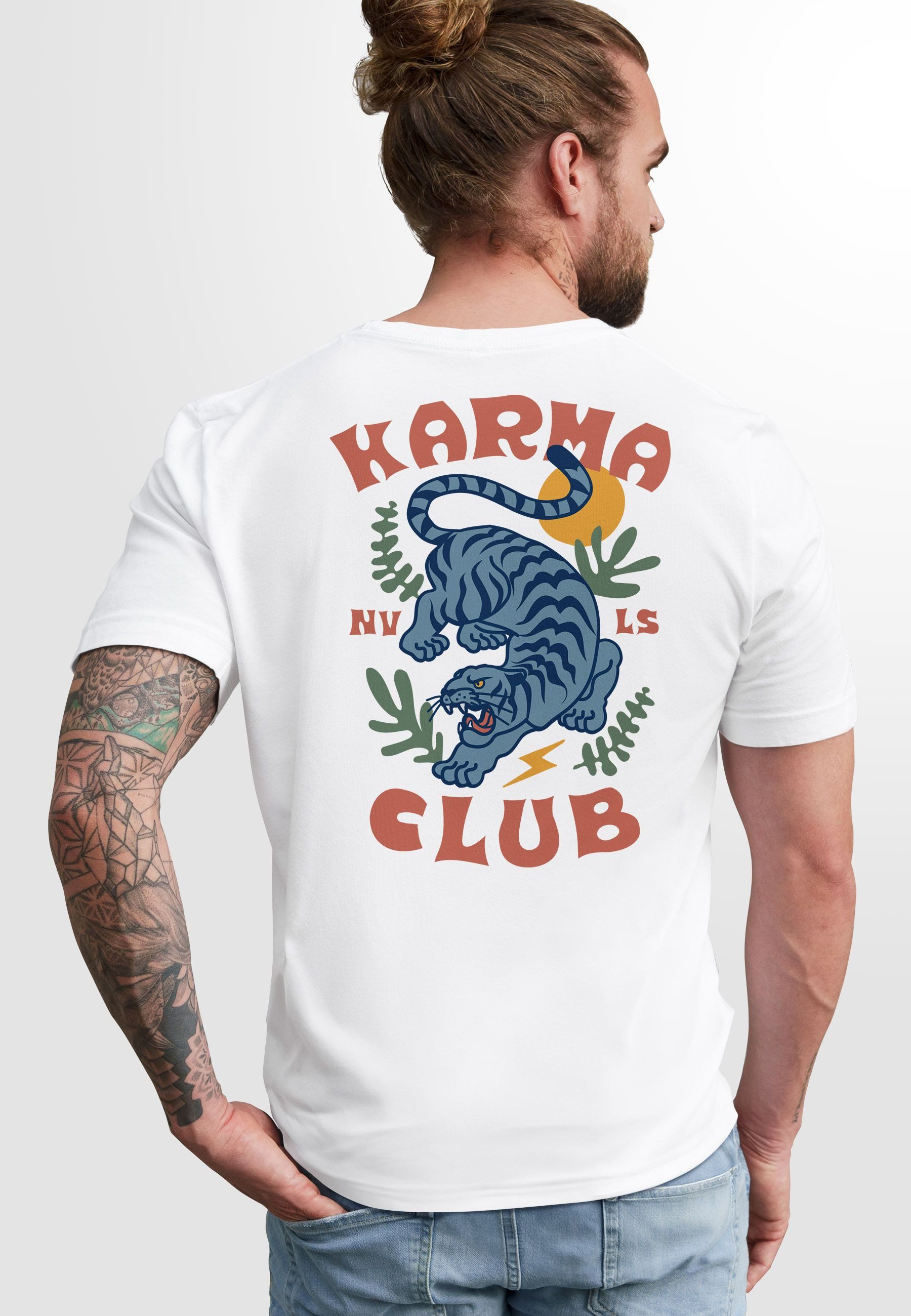 Neverless Print-Shirt Herren T-Shirt Backprint Tiger günstig online kaufen