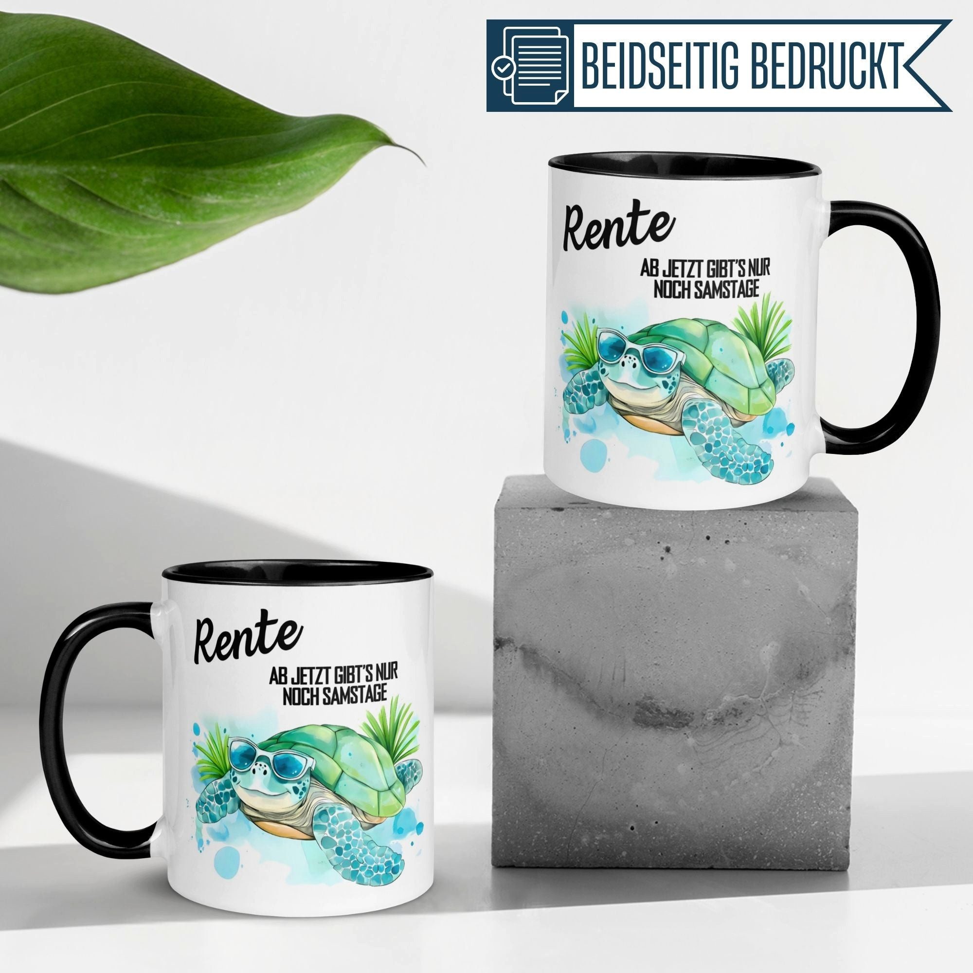 Momentals Tasse Rente – „Ab jetzt gibt’s nur noch Samstage“ – Rentenbeginn Mann Frau, Gratis Versand · Links-&Rechtshänder · Spülmaschinenfest