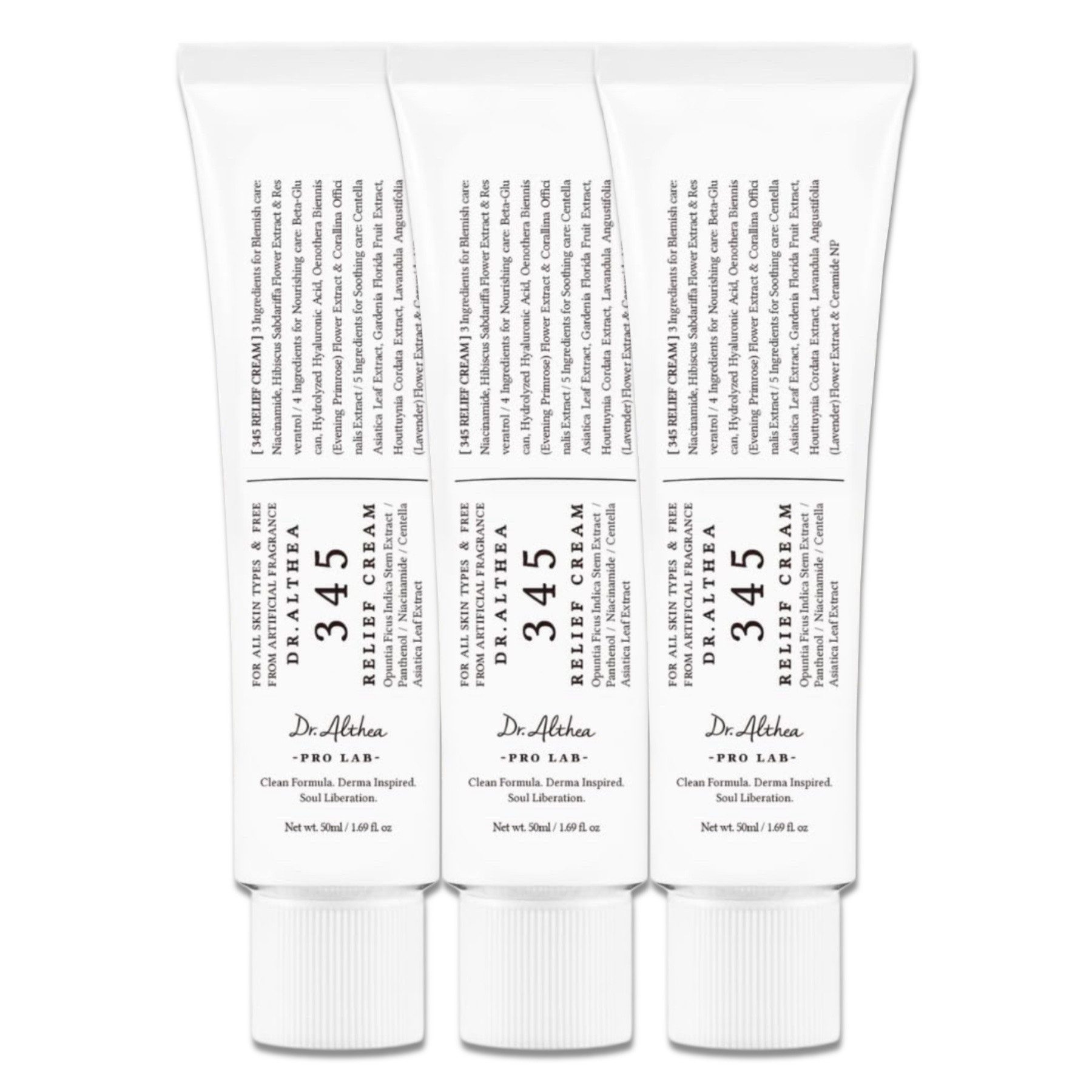 Dr. Althea Tagescreme 345 Relief Cream 50ml Intensive Repair Cream mit Niacinamid Pantenol, 3-tlg., Anti-Falten, Anti-Aging, Hautpflege, Gesichtspflege