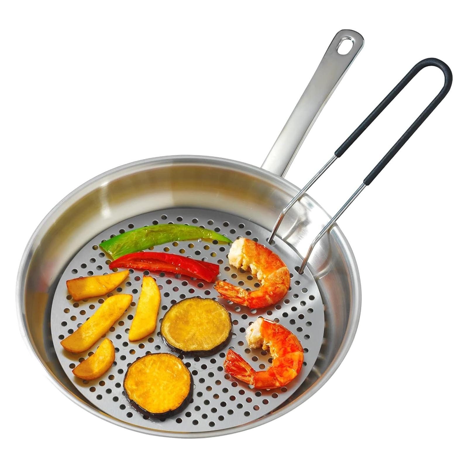 WENKO Frittiereinsatz Frittier-Einsatz Frittiersieb Bratpfanne Siebeinsatz, (1-tlg), Edelstahl für Pfanne ø 24 cm