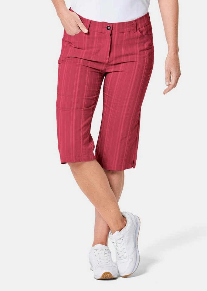 GOLDNER Stoffhose Kurzgröße: Bermuda mit sportivem Streifen-Design Gemustertes Modell mit seitlichem Dehnbund