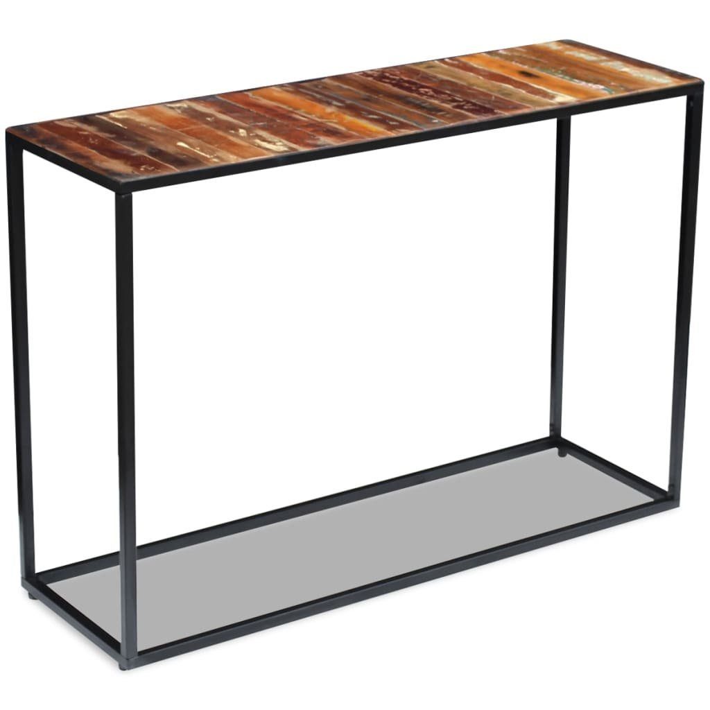 furnicato Konsolentisch aus Massivholz und Stahlrahmen 110x35x76 cm Mehrfarbig (1-St), Handgefertigtes Sideboard als Beistelltisch mit einfacher Montage