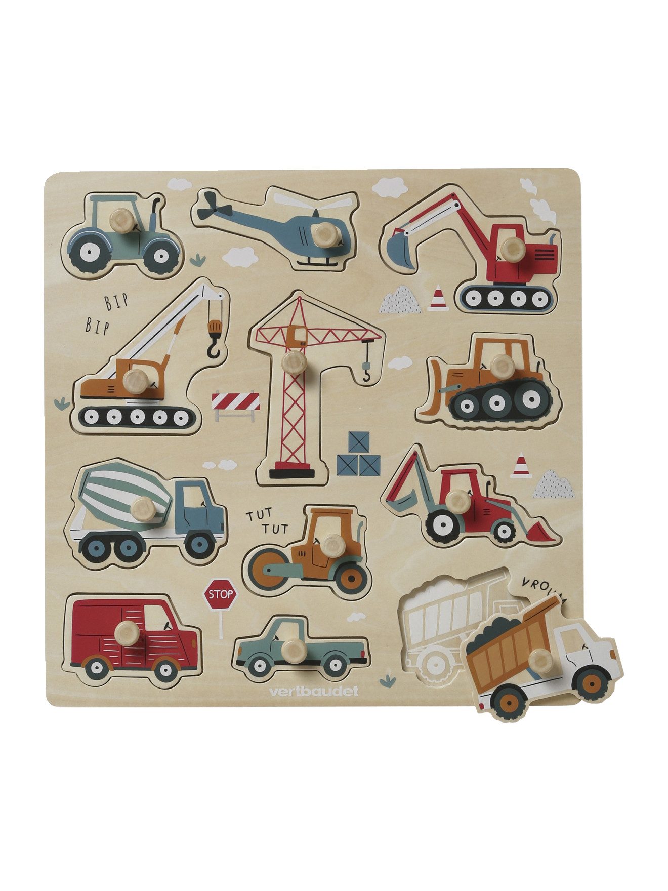 vertbaudet Steckpuzzle Baby Steckpuzzle mit Baustelle Holz FSC®, 12 Puzzlet günstig online kaufen
