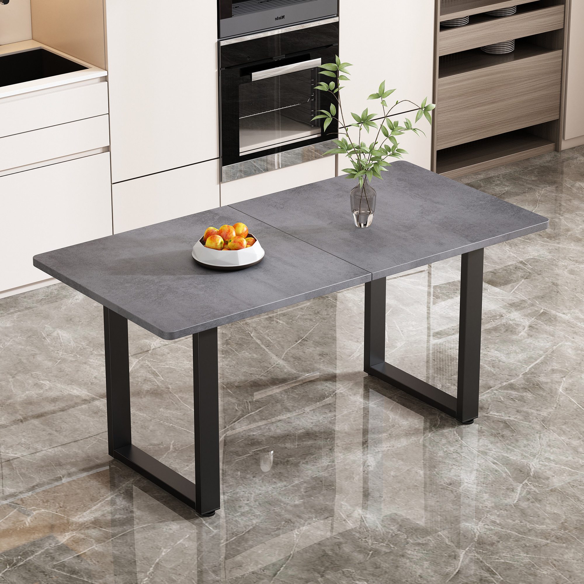 SOFTWEARY Esstisch mit Metallgestell (1-St., 140/70/75 cm), in Betonoptik g günstig online kaufen