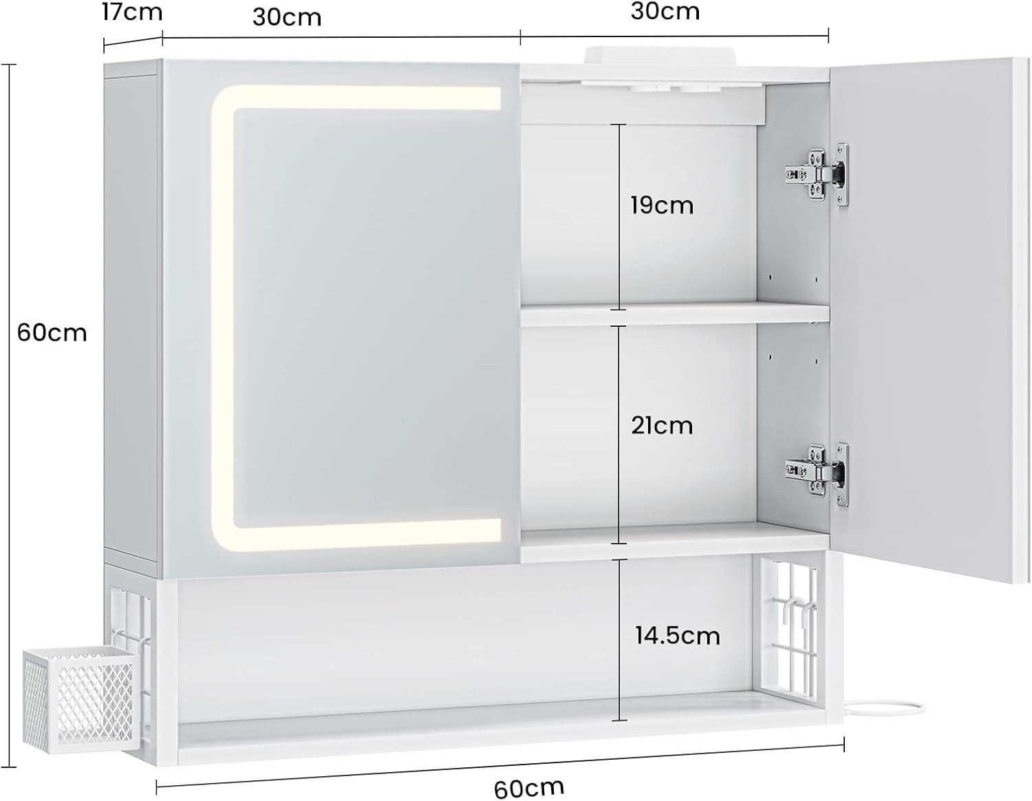 MSMASK Spiegelschrank mit LED-Beleuchtung und Steckdose, Badezimmerschrank günstig online kaufen