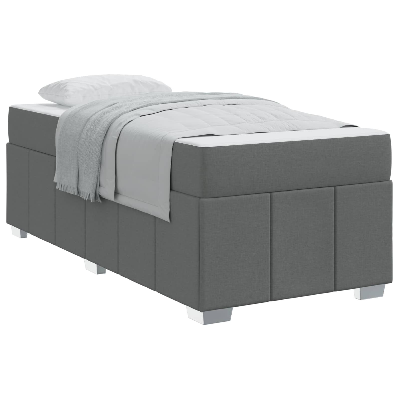 vidaXL Bett Bettrahmen mit Matratze Dunkelgrau 90 x 200 cm Stoff (1-tlg)