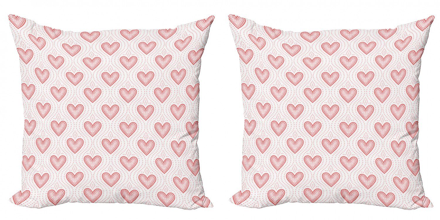 Doppelseitiger Kissenbezüge Accent (2 Herz-Muster Modern Abakuhaus Pearls Gepunktete Stück), Digitaldruck,