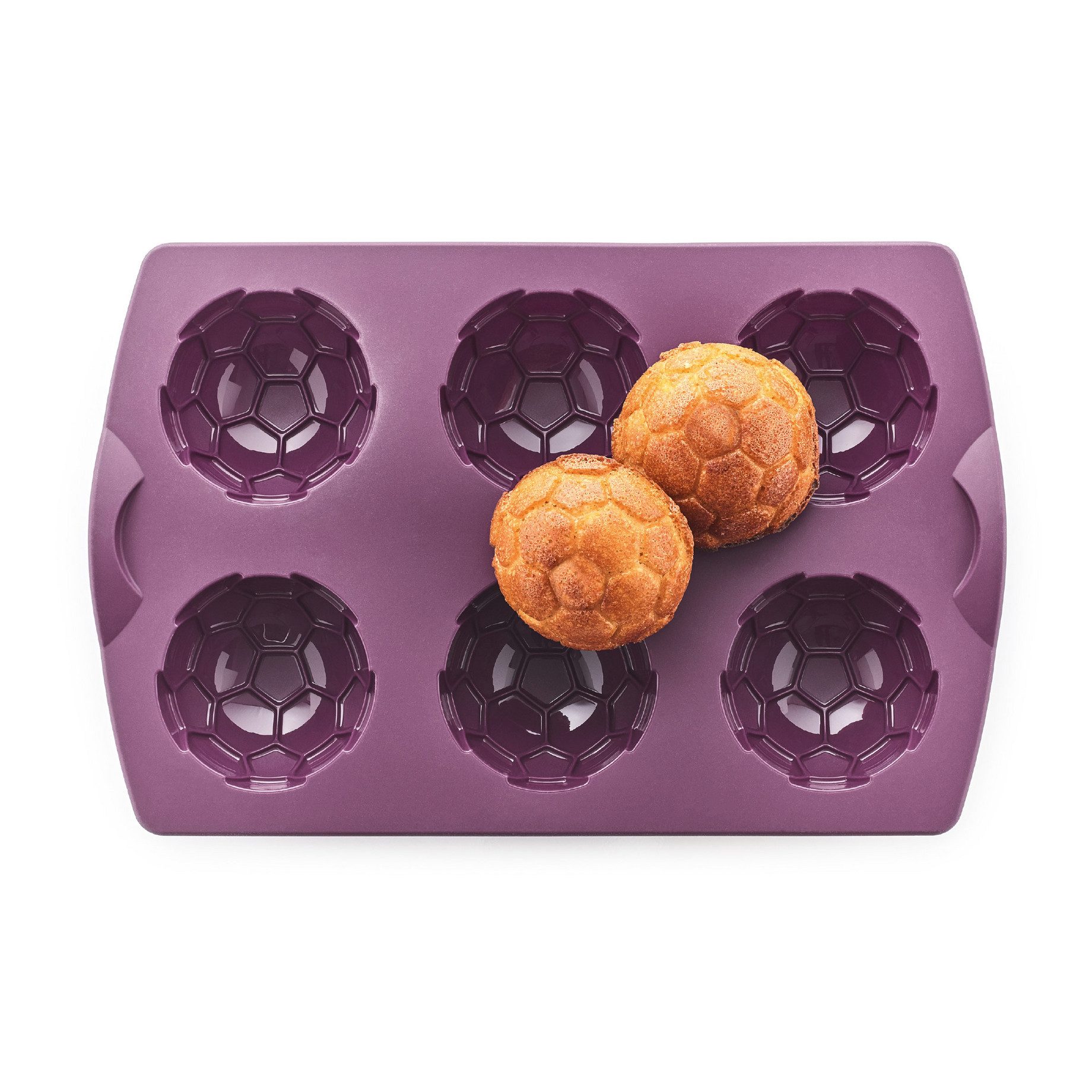 TUPPERWARE Backform Tupperware Backen Silikonform Fußball lila Muffin