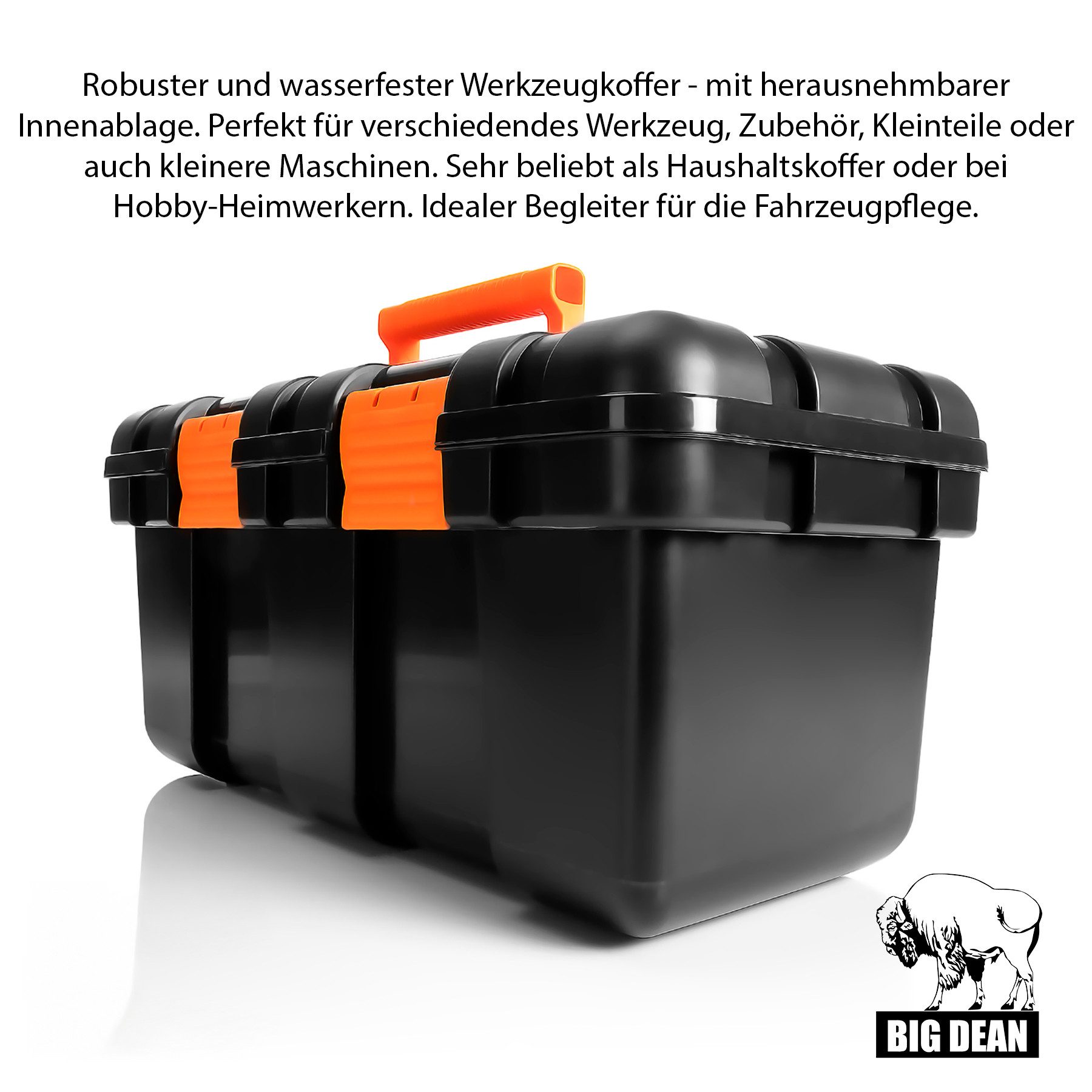 BigDean Werkzeugkoffer Hart-Kunststoff 50x25x23,5cm Werkzeugkiste Innenablage Werkzeugkasten (Packung, 1 St., Werkzeugkasten), Werkzeugkoffer, Stabil, Robust, Haltegriff, Leicht Verschließbar