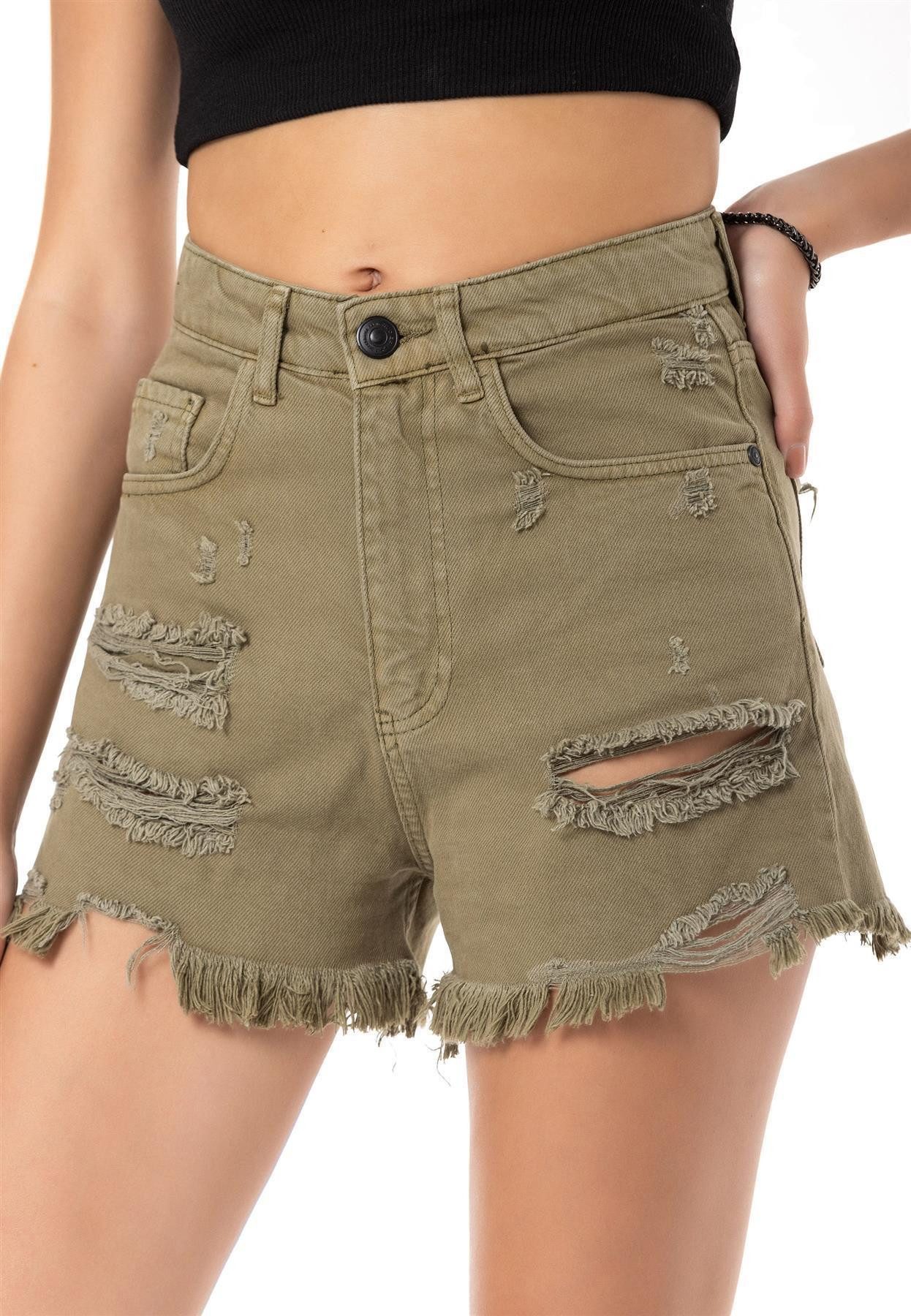 RedBridge Jeansshorts Red Bridge Damen Shorts Kurze Hose Hot-Pants Frayed