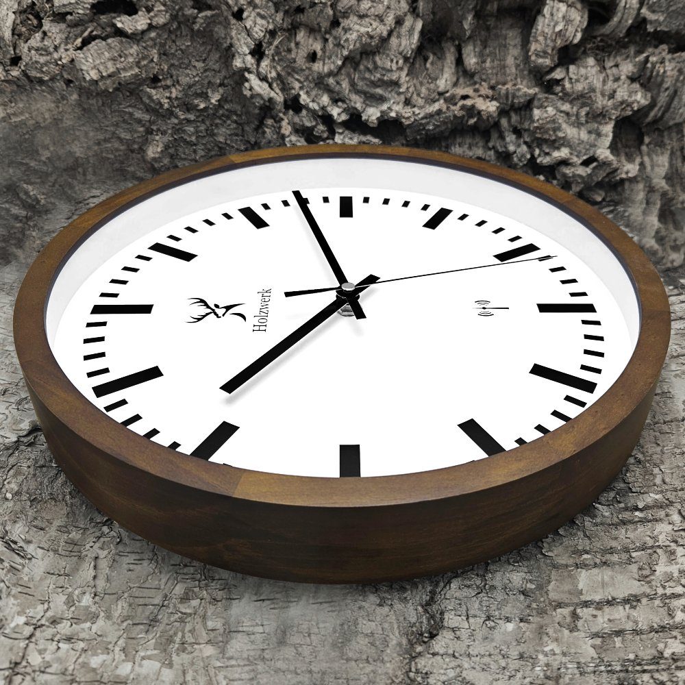 Holzwerk Funkwanduhr Bahnhofs Funk Holz Wand günstig online kaufen