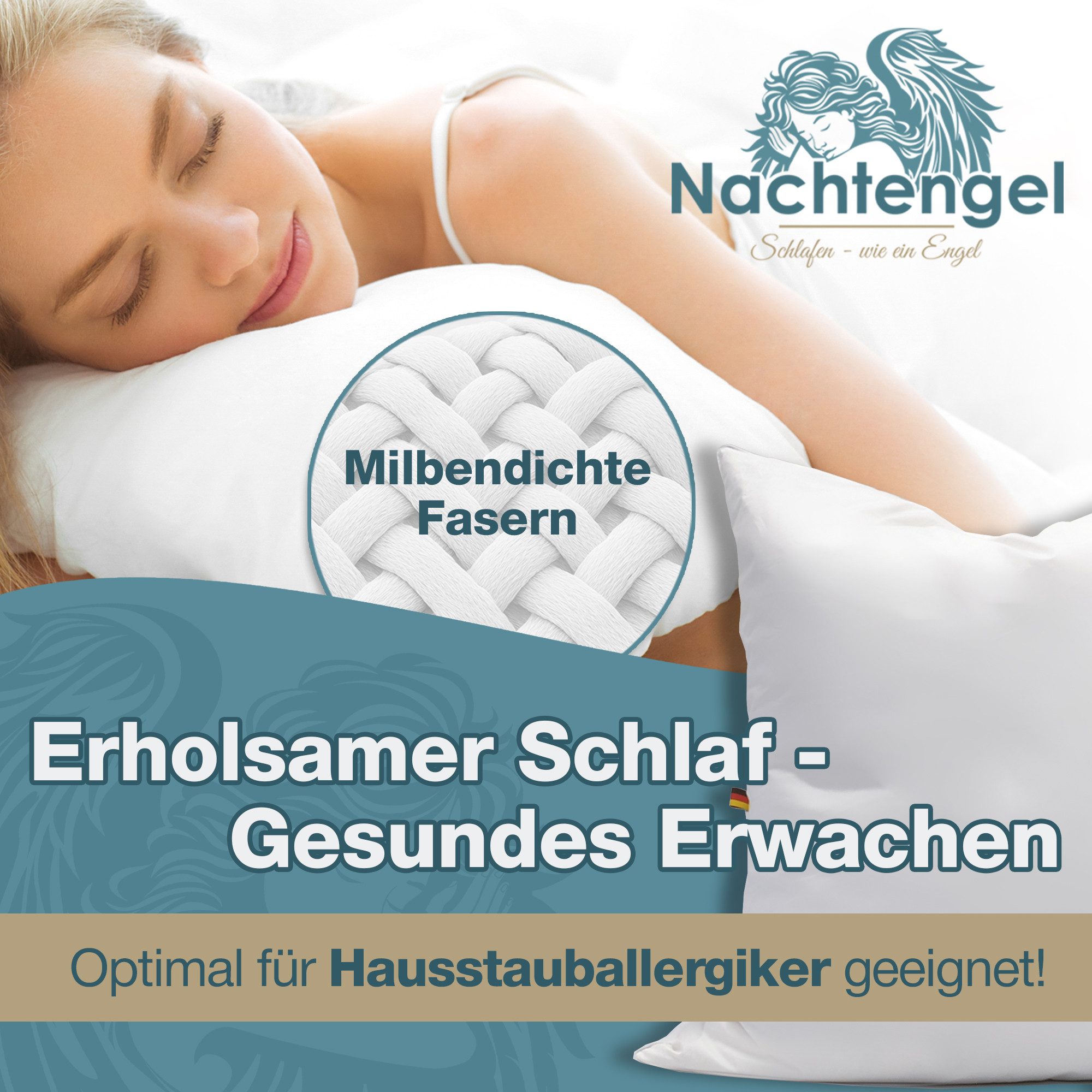 Nachtengel Daunenkissen 3-Kammer Kopfkissen 40x80 aus 100 % Daunen & Federn günstig online kaufen