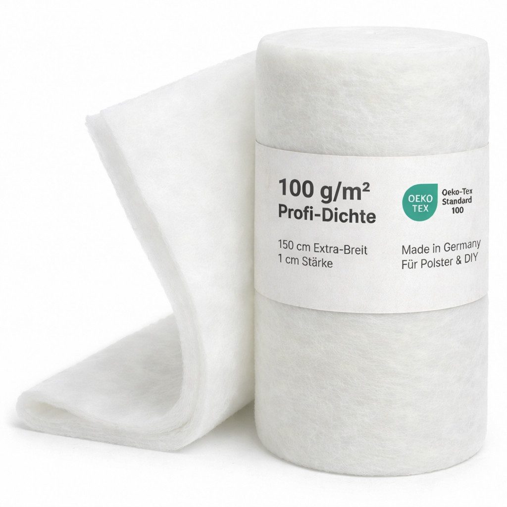 Heiro Stoff Polster Vlies Watte Weiß 150cm breit 100 g/m² Meterware, Meterware - Breite: 150