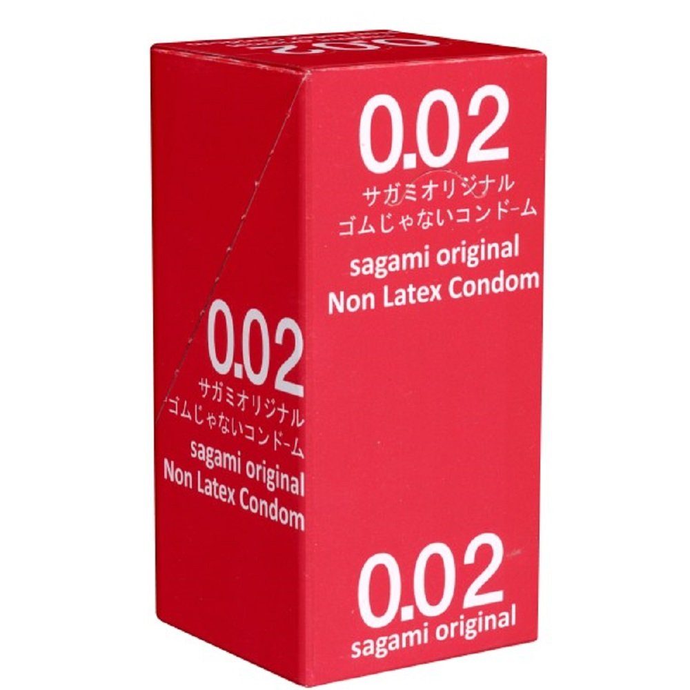 Sagami Kondome Original 0.02 Non Latex Condom - für Latex-Allergiker geeignet, 6 Packungen mit je 2 Stück, insgesamt, 12 St., latexfreie Kondome, ultradünne japanische Kondome