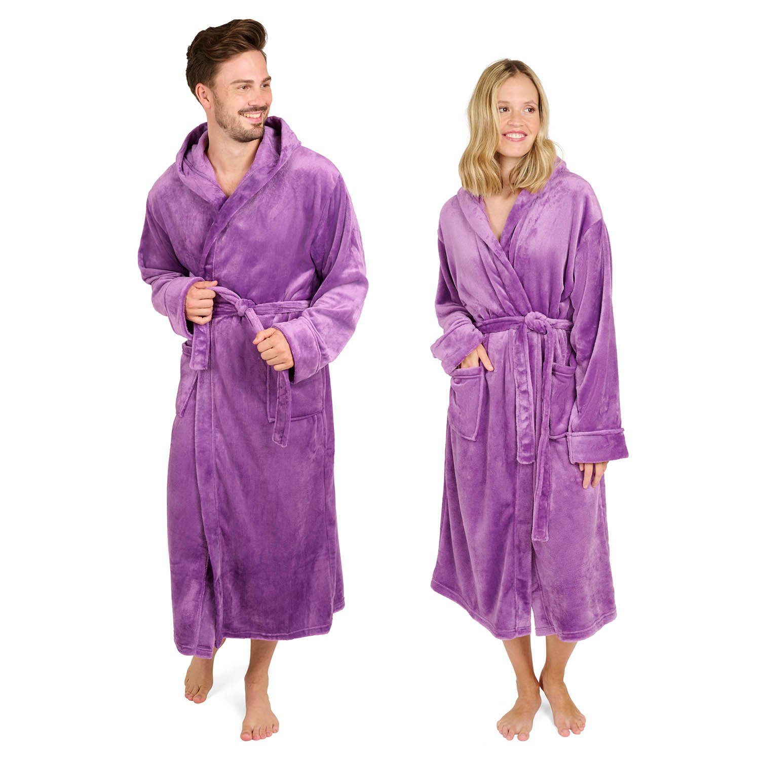Blumtal Bademantel Bademantel Damen und Herren - Kuscheliger Fleece Morgenmantel, mit Kapuze & Taschen, OEKO-TEX Zertifiziert