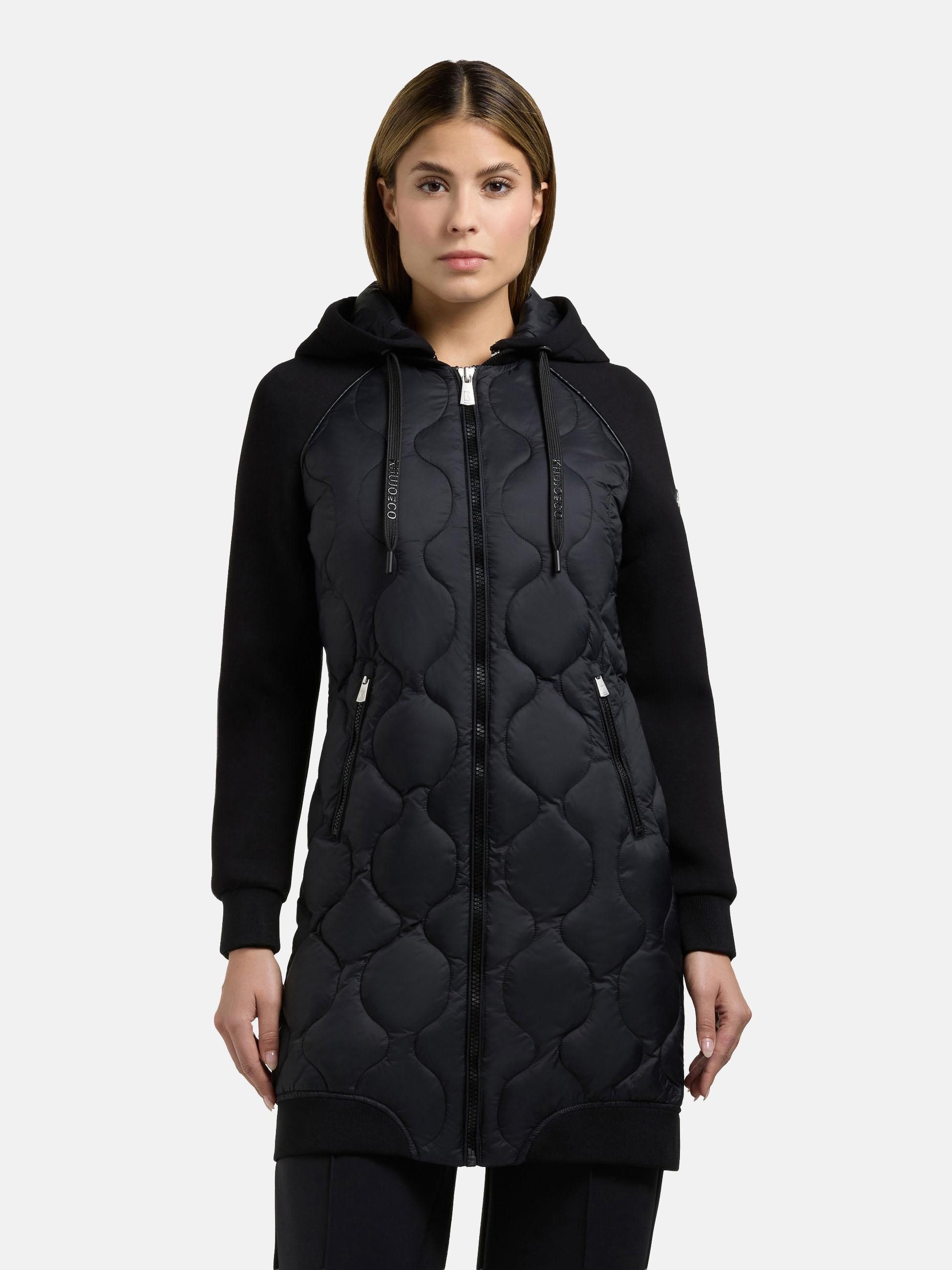 khujo Kurzmantel Nora Materialmix-Mantel mit abnehmbarer kapuze