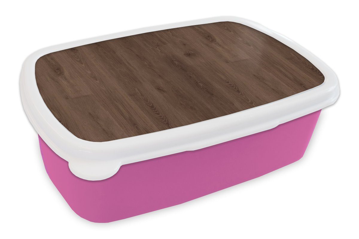 MuchoWow Brotbox Mädchen, Holz, Lunchbox für Muster Braun (2-tlg), - rosa Kunststoff, Erwachsene, Brotdose Kinder, - Snackbox, Kunststoff