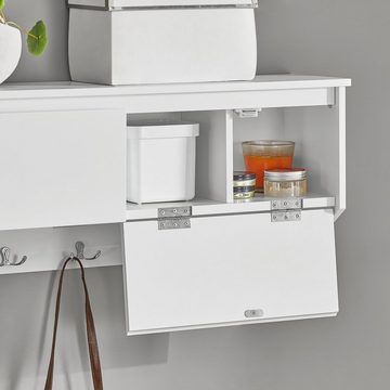 SoBuy Wandgarderobe FHK24, Flurgarderobe Kleiderhaken Hängeregal mit 2 Klappen und 5 Haken