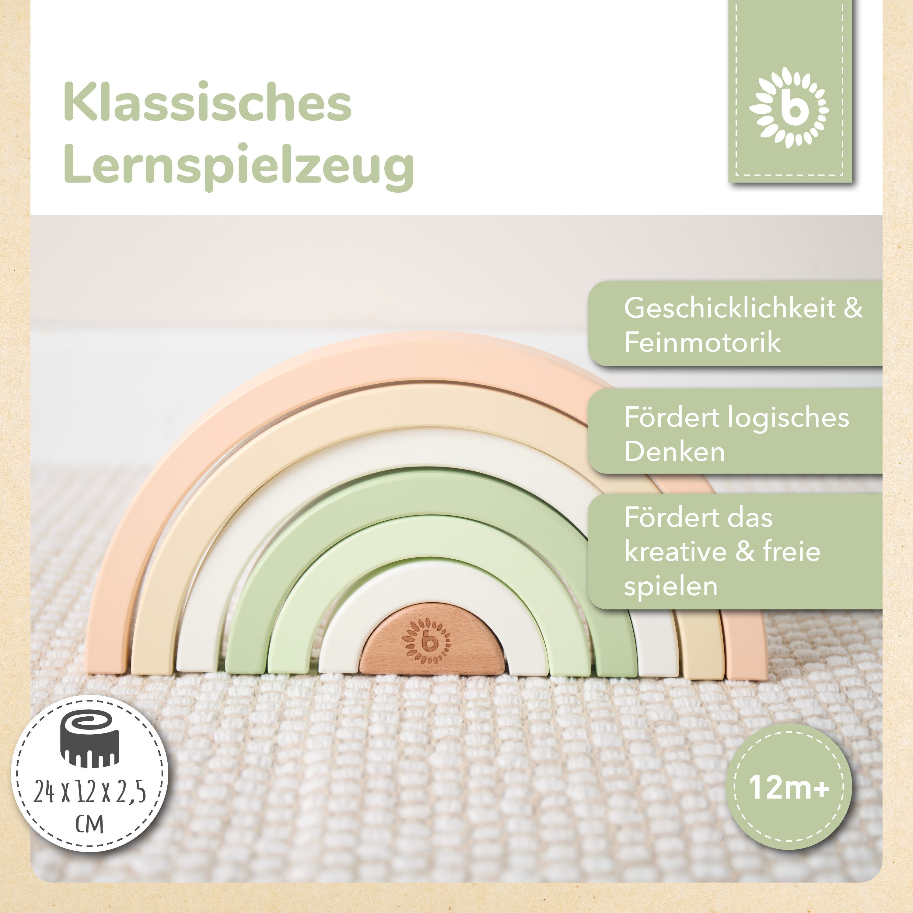 BIECO Stapelspielzeug Bieco Regenbogen Holz Hase Fine