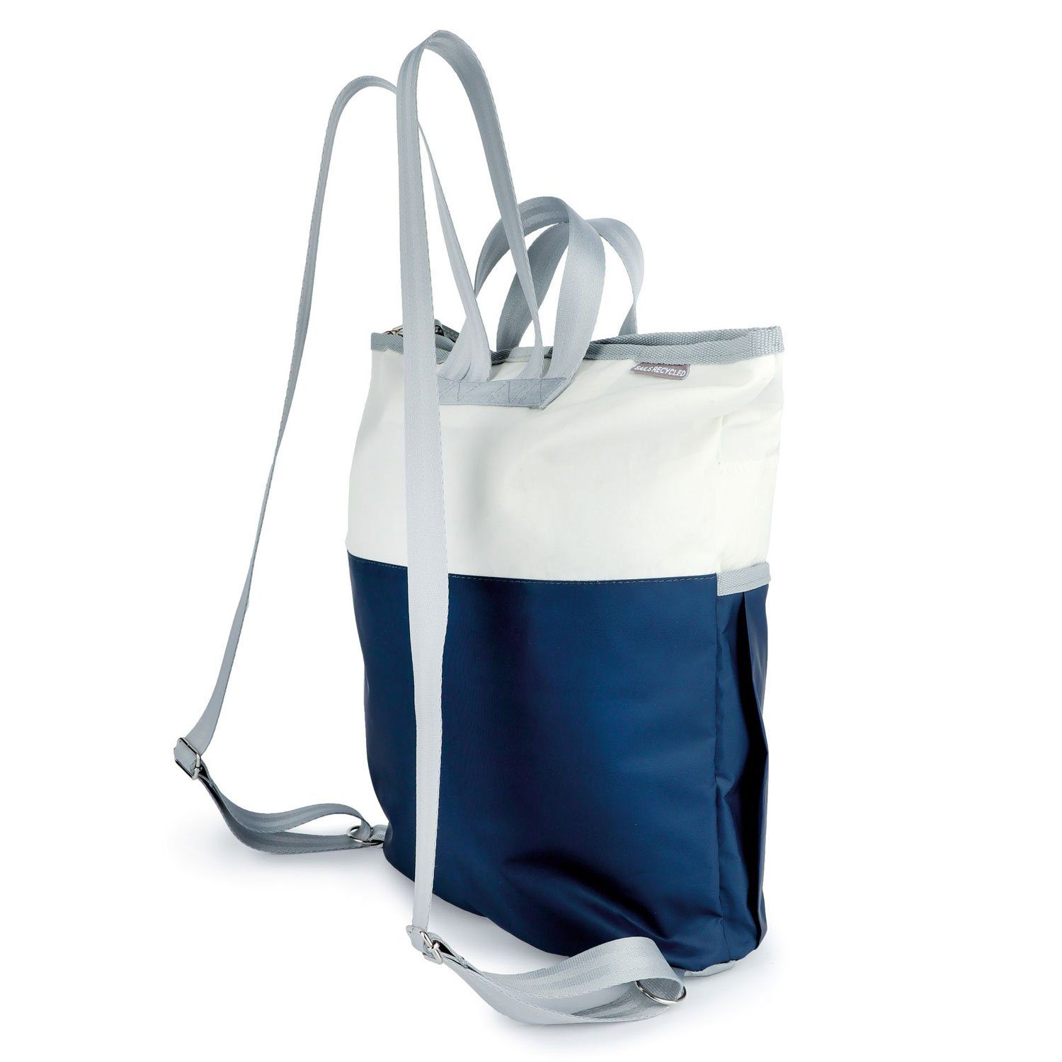 Zahl Rucksack Zahl grau Ketsch mit Weiß/Blau grauer Mini 360Grad weiß-blau, Freizeittasche Segeltuch