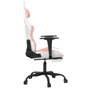vidaXL Bürostuhl Gaming-Stuhl mit Fußstütze Drehbar Weiß Rosa Kunstleder Gamingstuhl Bü