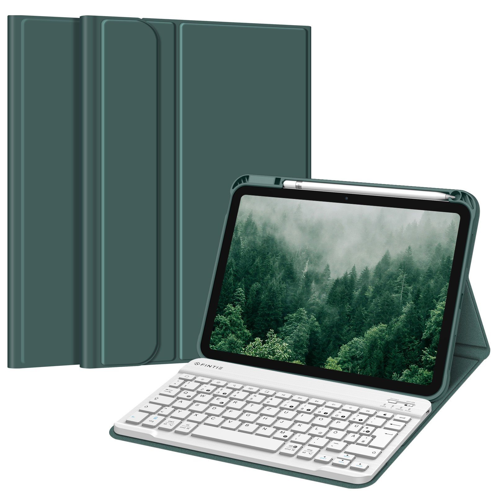 Fintie für iPad 11. Generation 11" 2025(A16), iPad 10. Generation 2022 10.9" Apple-Tastatur (Case mit Pencil Halter, magnetisch Abnehmbarer Tastatur(QWERTZ Layout)
