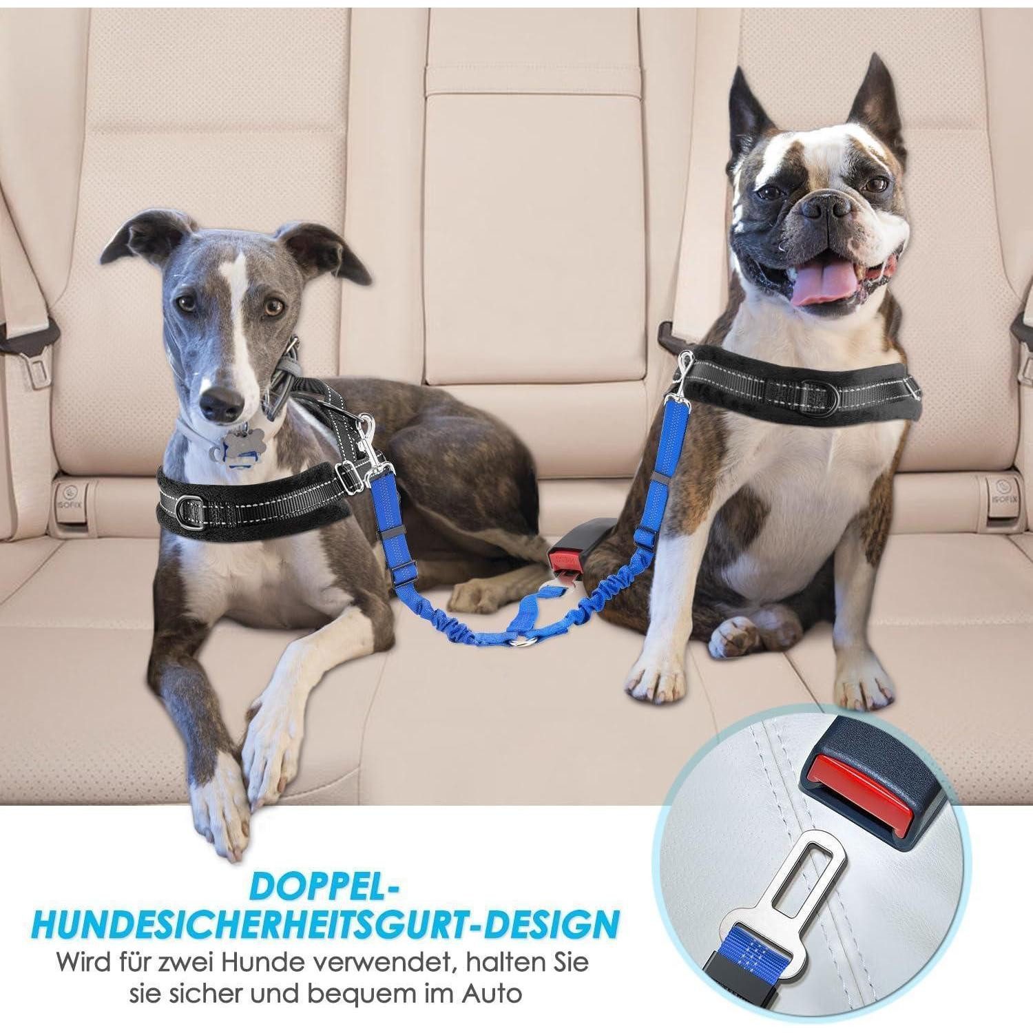 LuxusKollektion Autohundegeschirr Anschnallgurt Hund Auto verstellbar 2 Mittel in 1 Hellblau