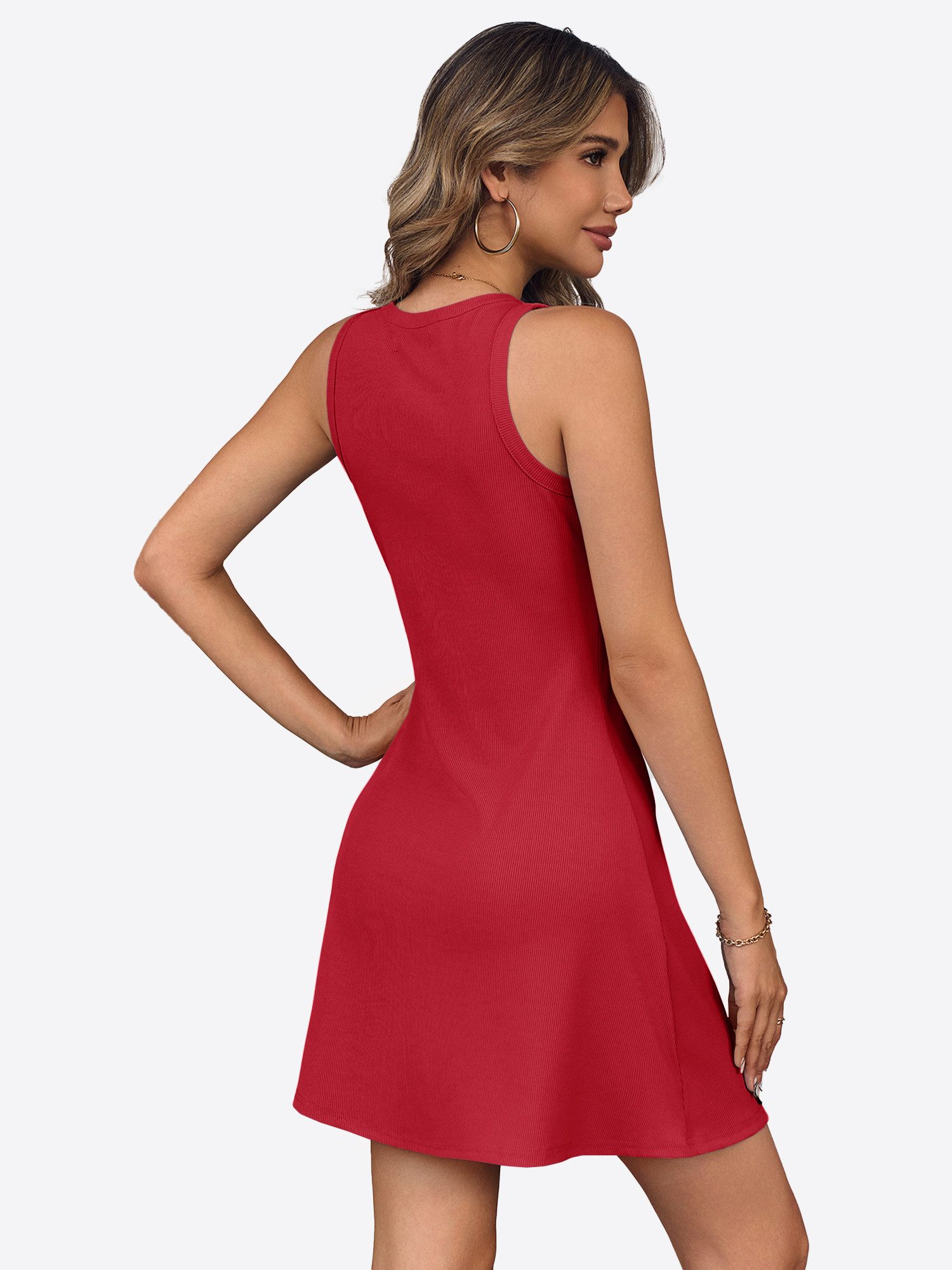Imily Bela Strickkleid Damen Ärmelloses Kleid mit Rundhals (Packung, 1-tlg., 1per-Pack) in Unifarbe