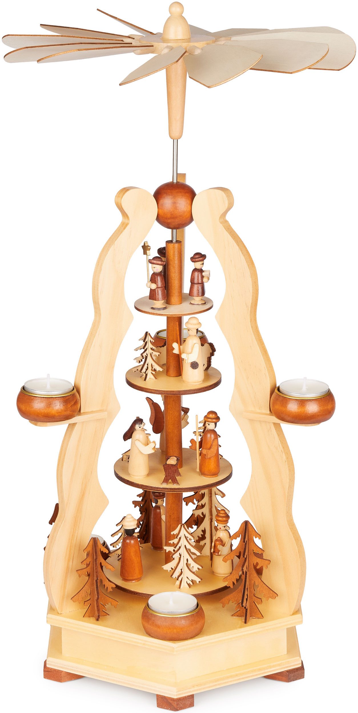 Weihnachtspyramide 55 cm Teelichtpyramide für Weihnachten - Tischpyramide für 6x Teelicht