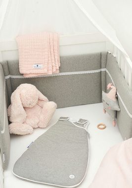 Nordic Coast Company Bettnestchen, Baby Bettnestchen 100% zertifizierte Baumwolle Babynestchen mit Fixierbändern Grau Spitze Junge Mädchen ab Geburt