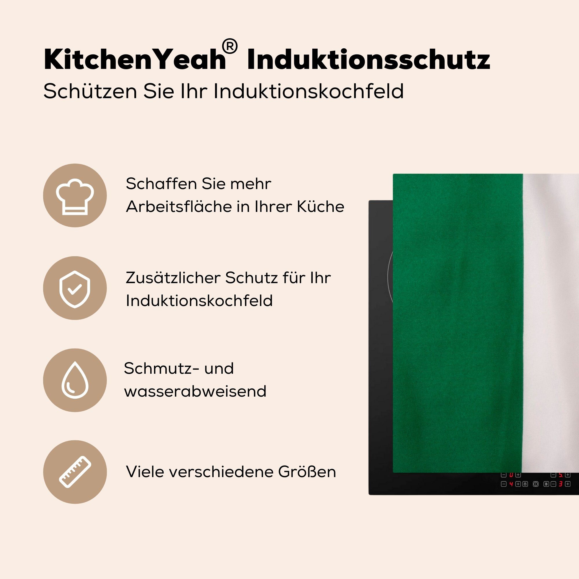 MuchoWow Herdblende-/Abdeckplatte Die Flagge, die tlg), für italienische küche, Ceranfeldabdeckung Vinyl, cm, Induktionskochfeld 81x52 (1 Schutz
